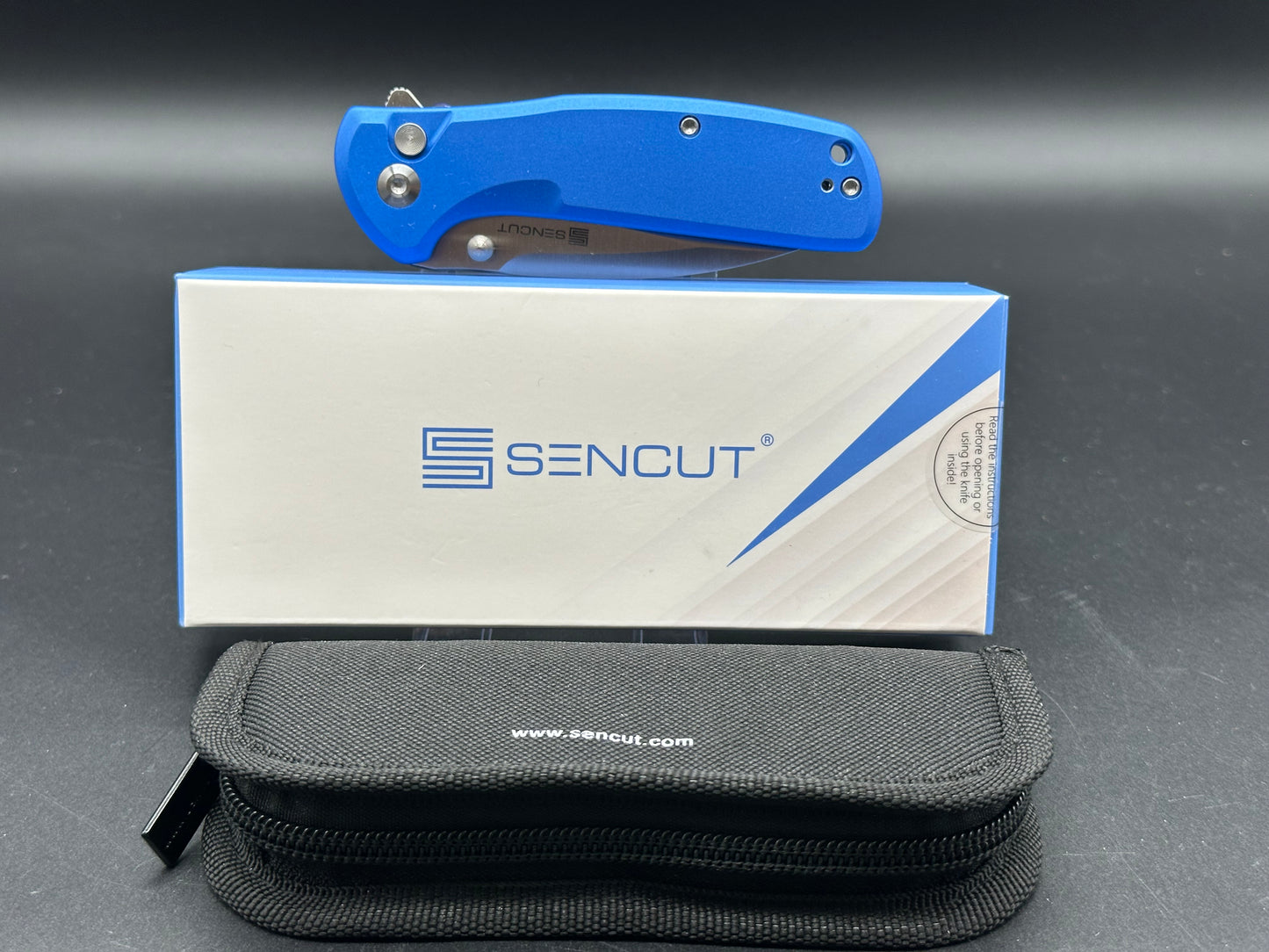 SENCUT ARCBLAST BRIGHT BLUE ALUMINUM HANDLE 9CR18MOV DROP POINT