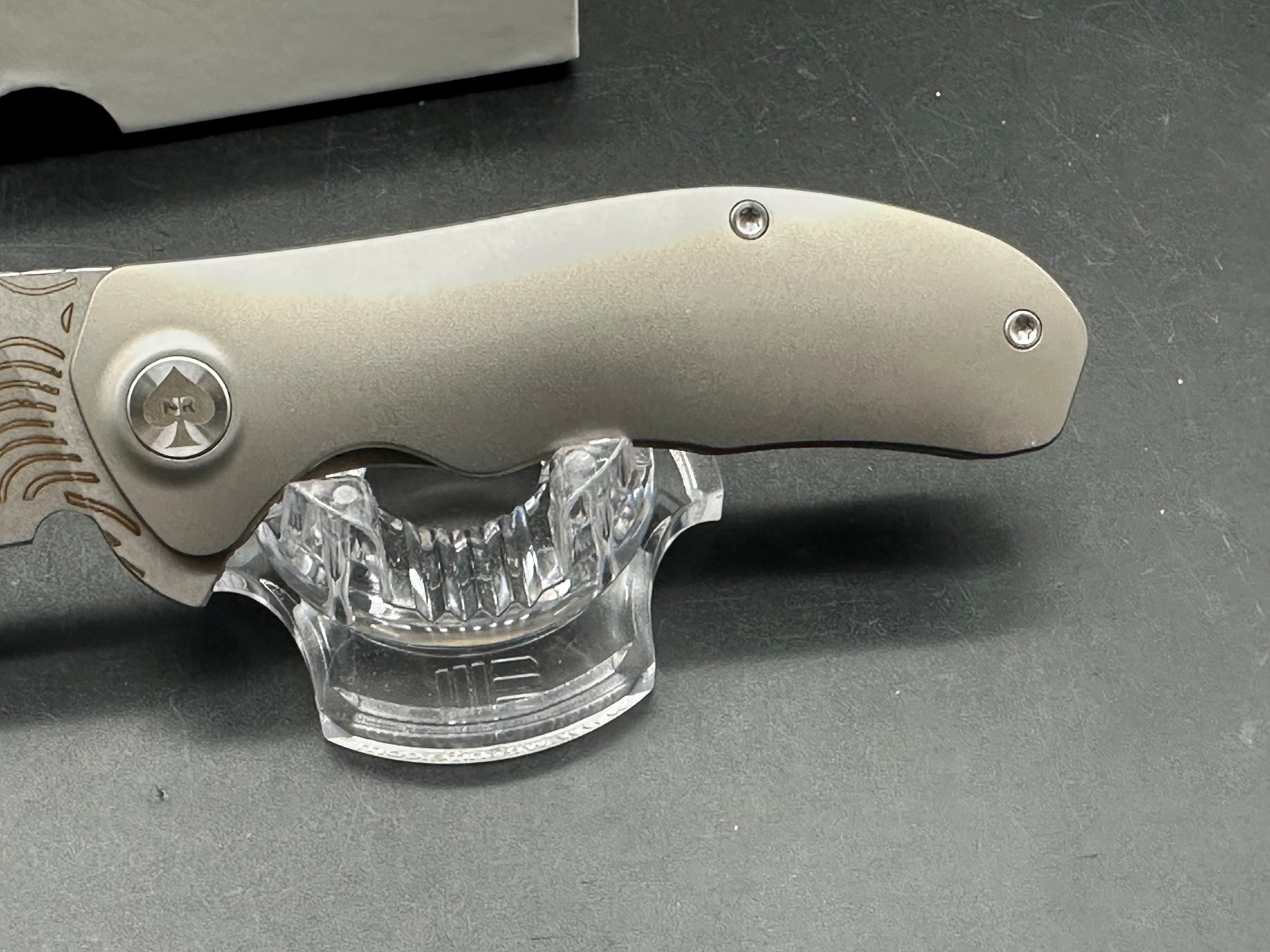 NRiggi Knives "JERSEY" Titanium handle CPM 20CV laser engraved stonewashed blade