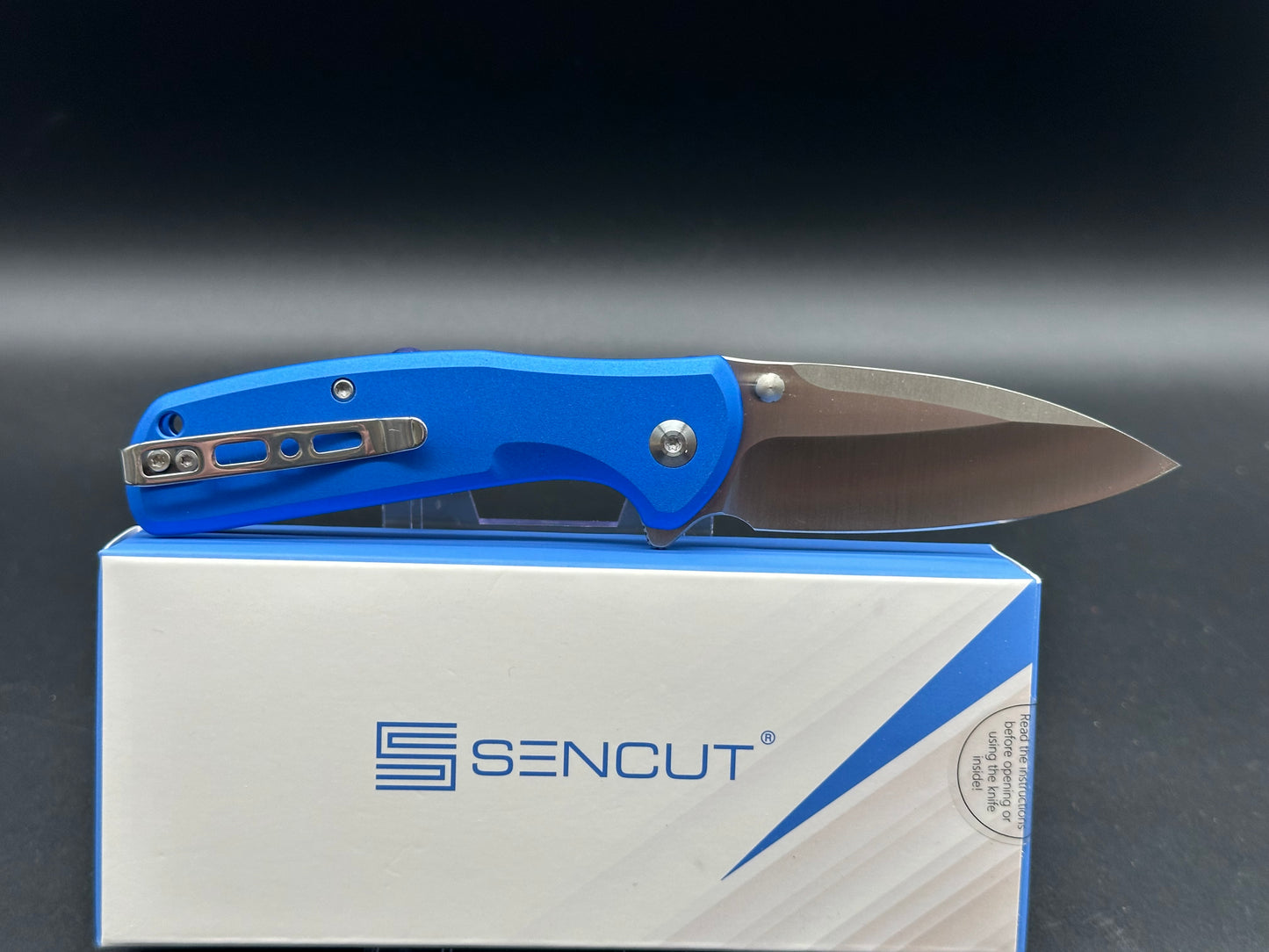 SENCUT ARCBLAST BRIGHT BLUE ALUMINUM HANDLE 9CR18MOV DROP POINT