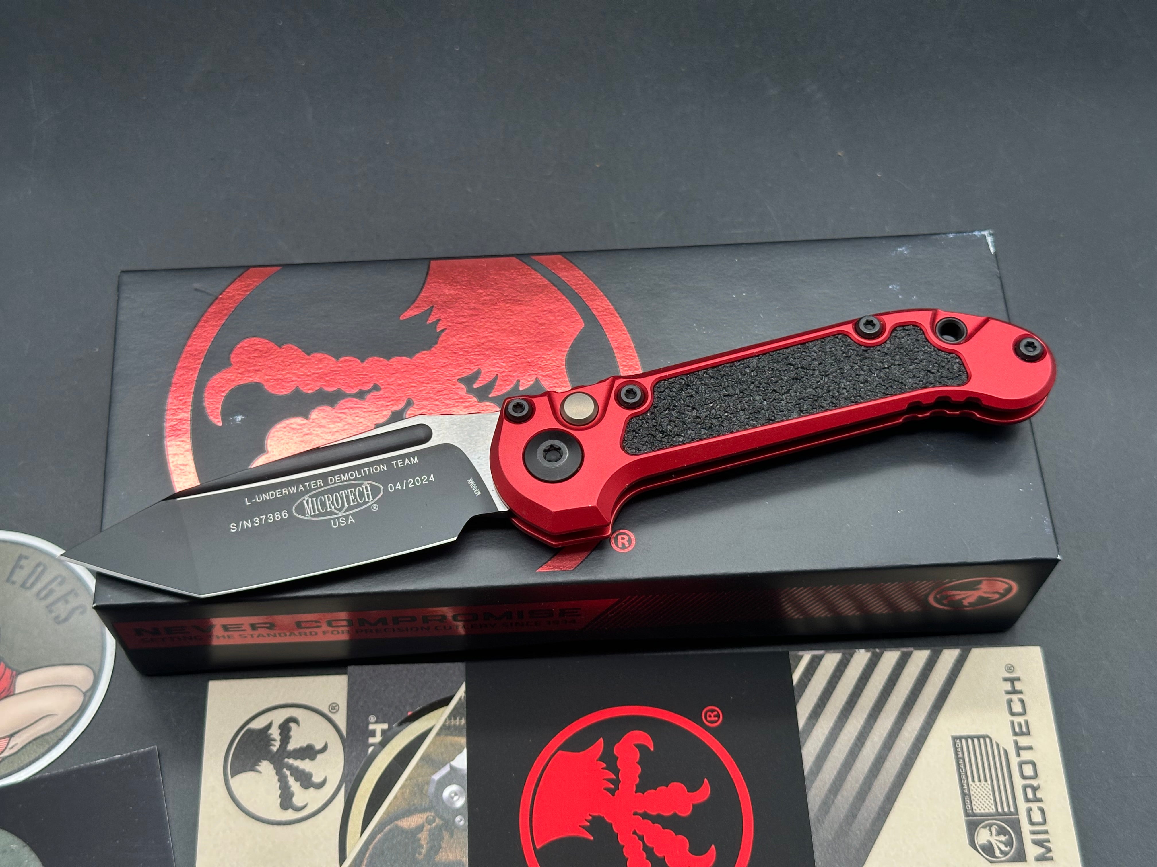 Microtech LUDT Gen III T/E Automatic Knife Red Aluminum (3.5" Black)