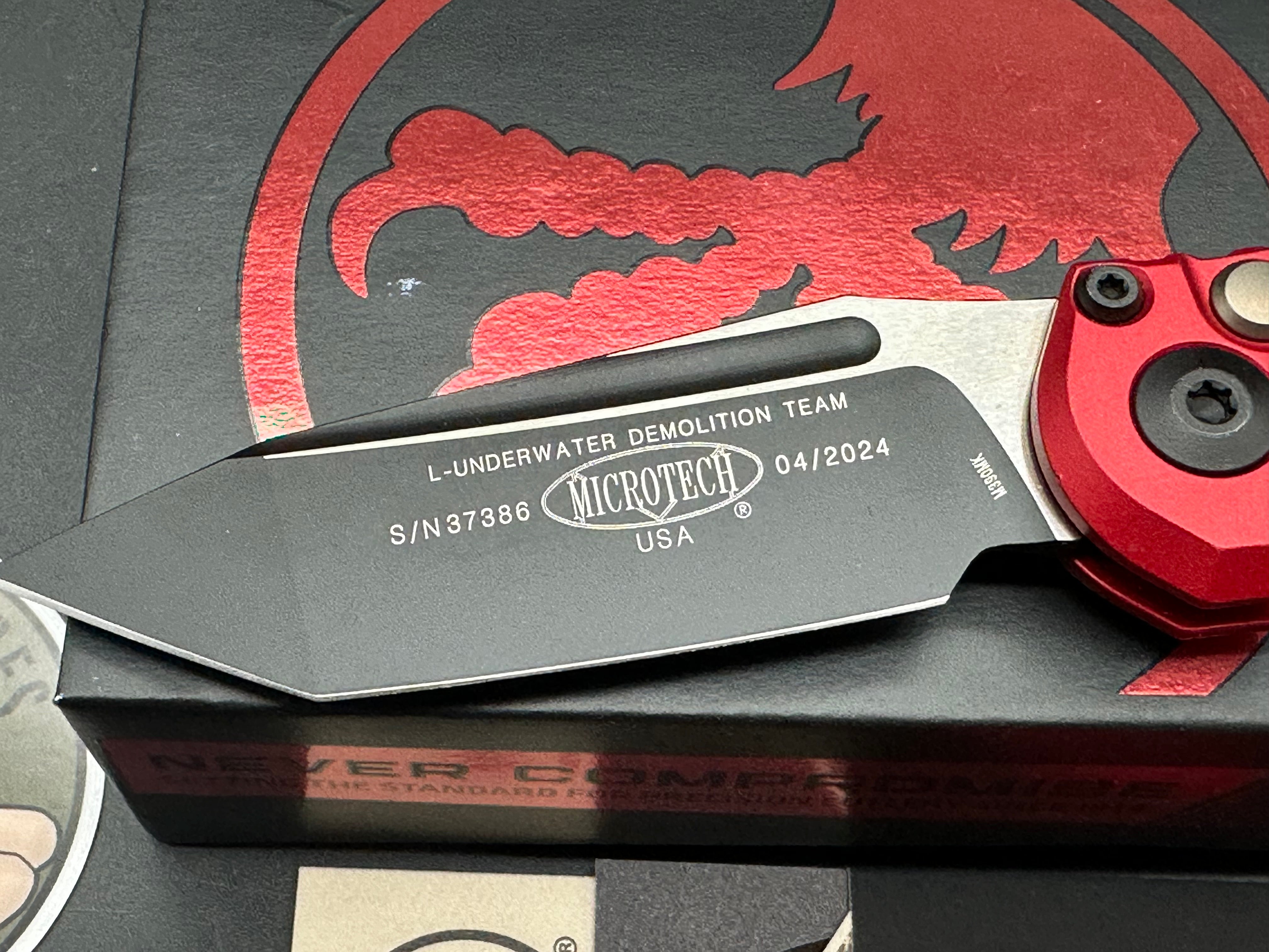 Microtech LUDT Gen III T/E Automatic Knife Red Aluminum (3.5" Black)