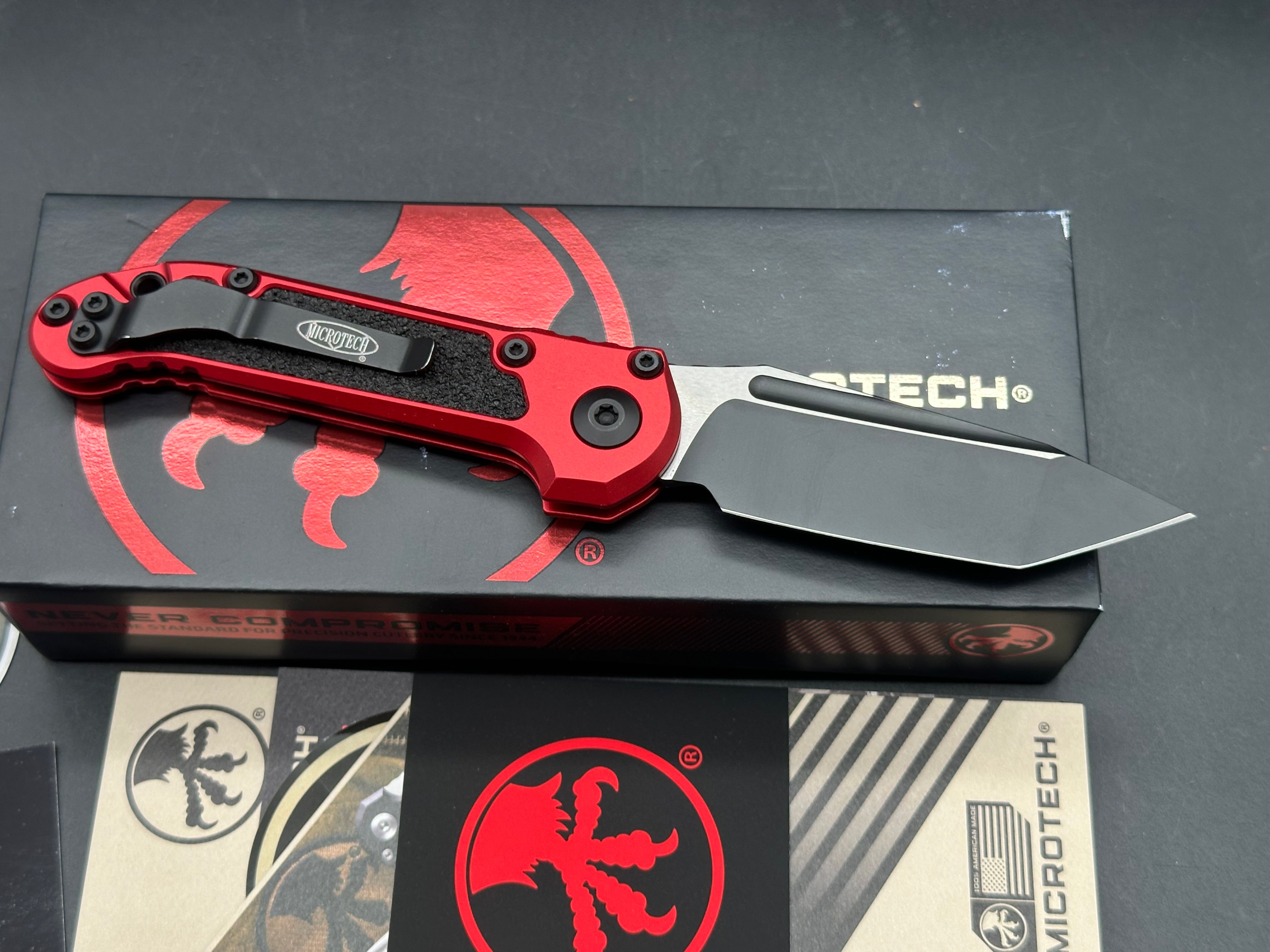 Microtech LUDT Gen III T/E Automatic Knife Red Aluminum (3.5" Black)