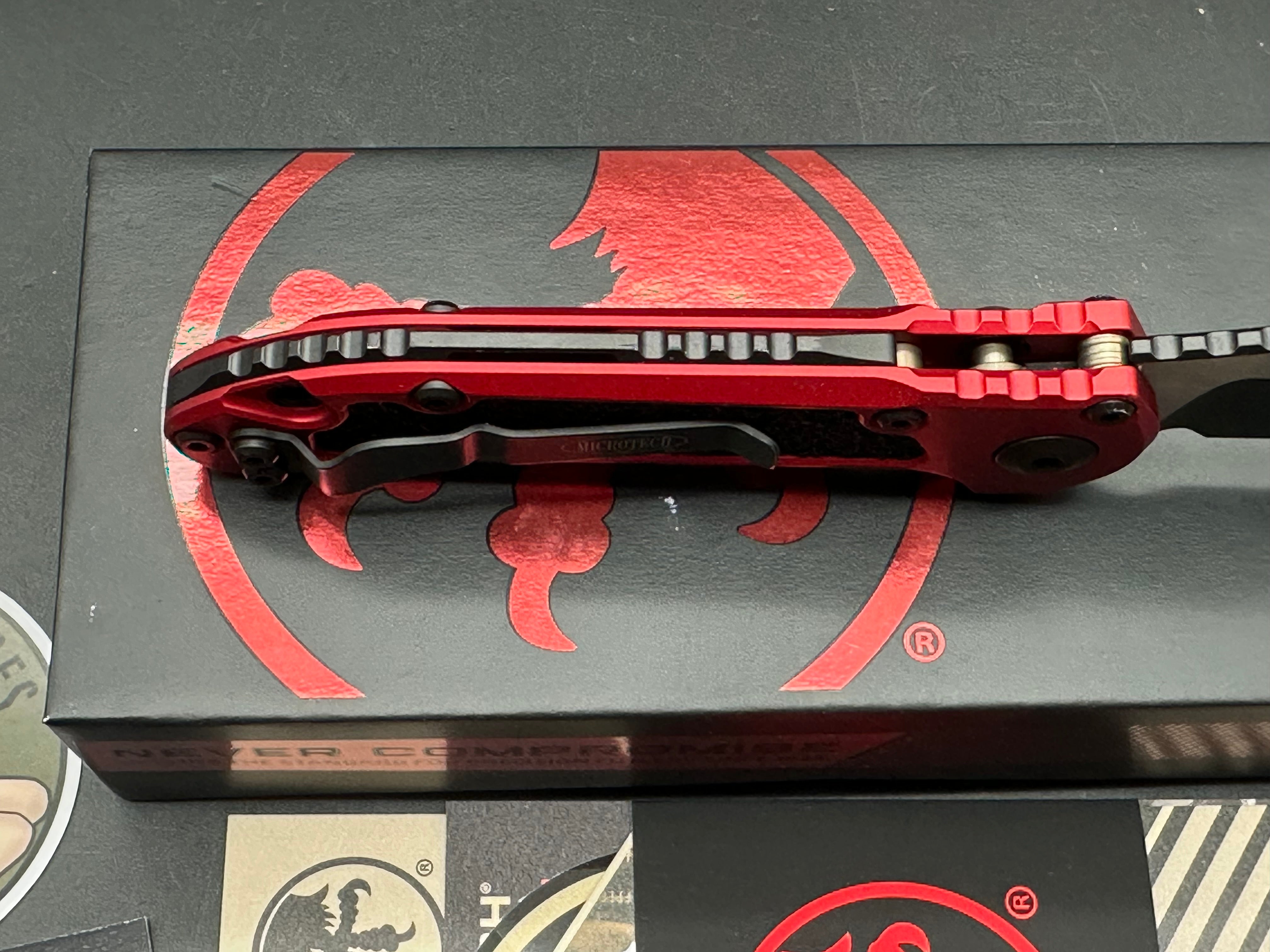 Microtech LUDT Gen III T/E Automatic Knife Red Aluminum (3.5" Black)
