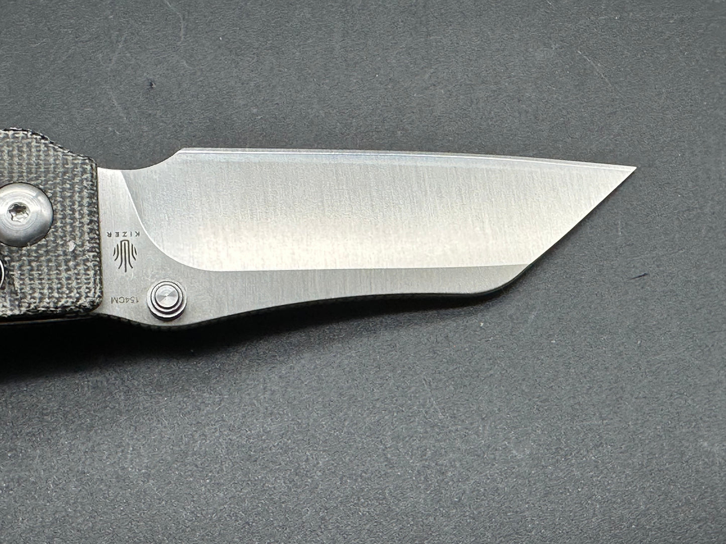 KIZER CRYPTID POCKET KNIFE 154CM BLADE BUTTON LOCK MICARTA HANDLE