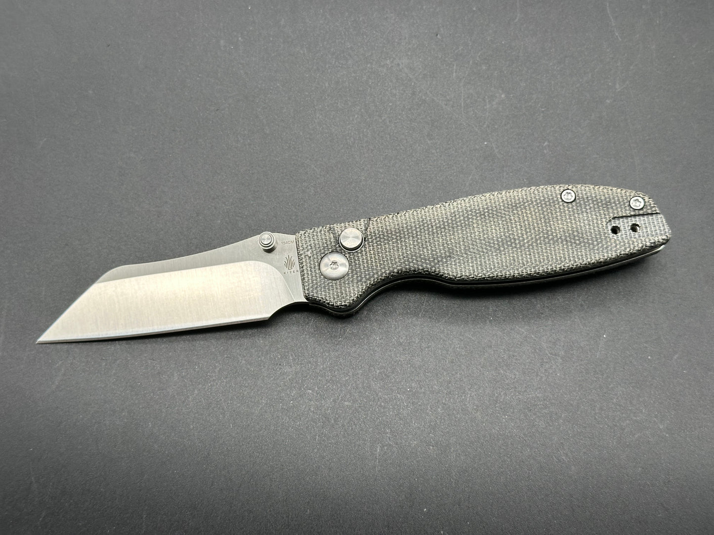 KIZER CRYPTID POCKET KNIFE 154CM BLADE BUTTON LOCK MICARTA HANDLE