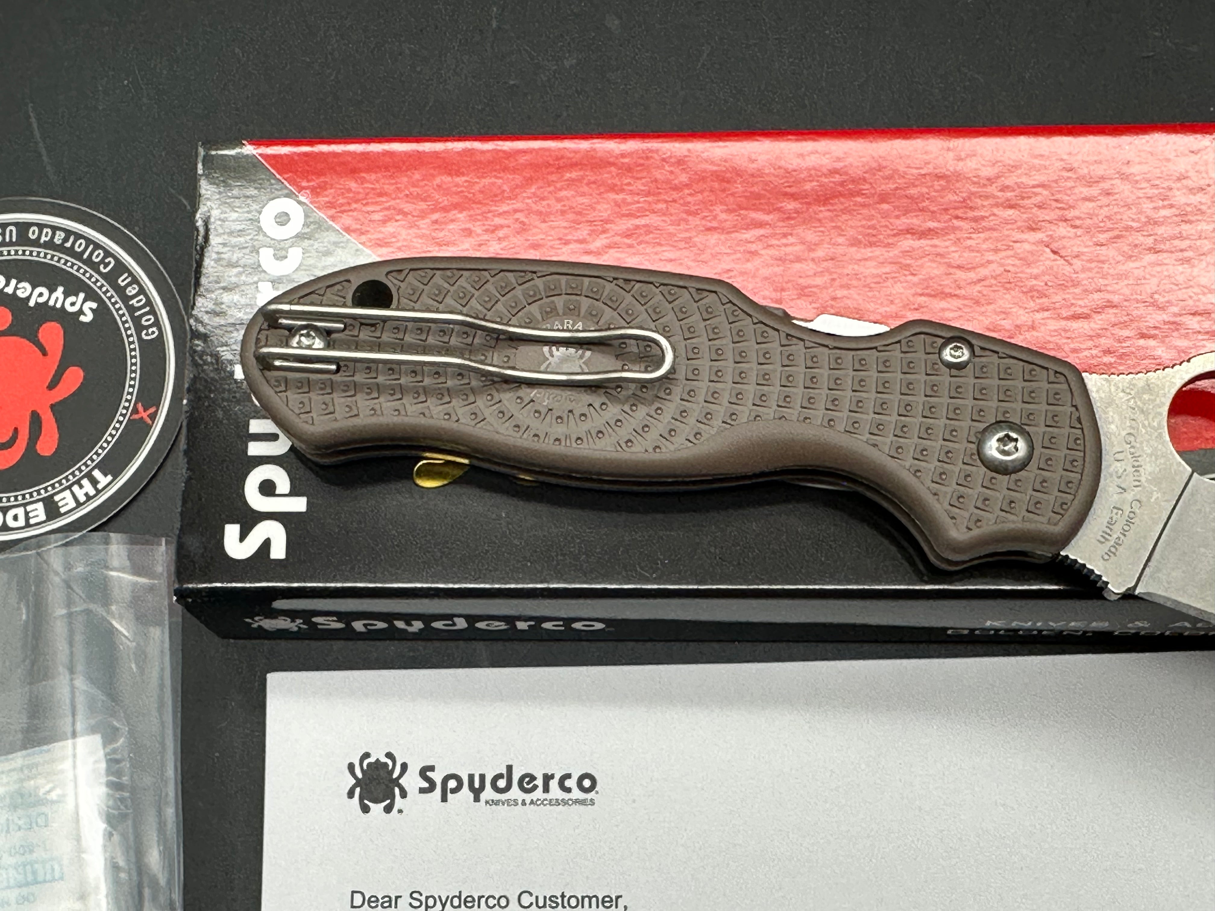 Spyderco Para 3 Lightweight (Sprint Run), 2.93" CPM 15V Stonewash Blade with Brown FRN Scales