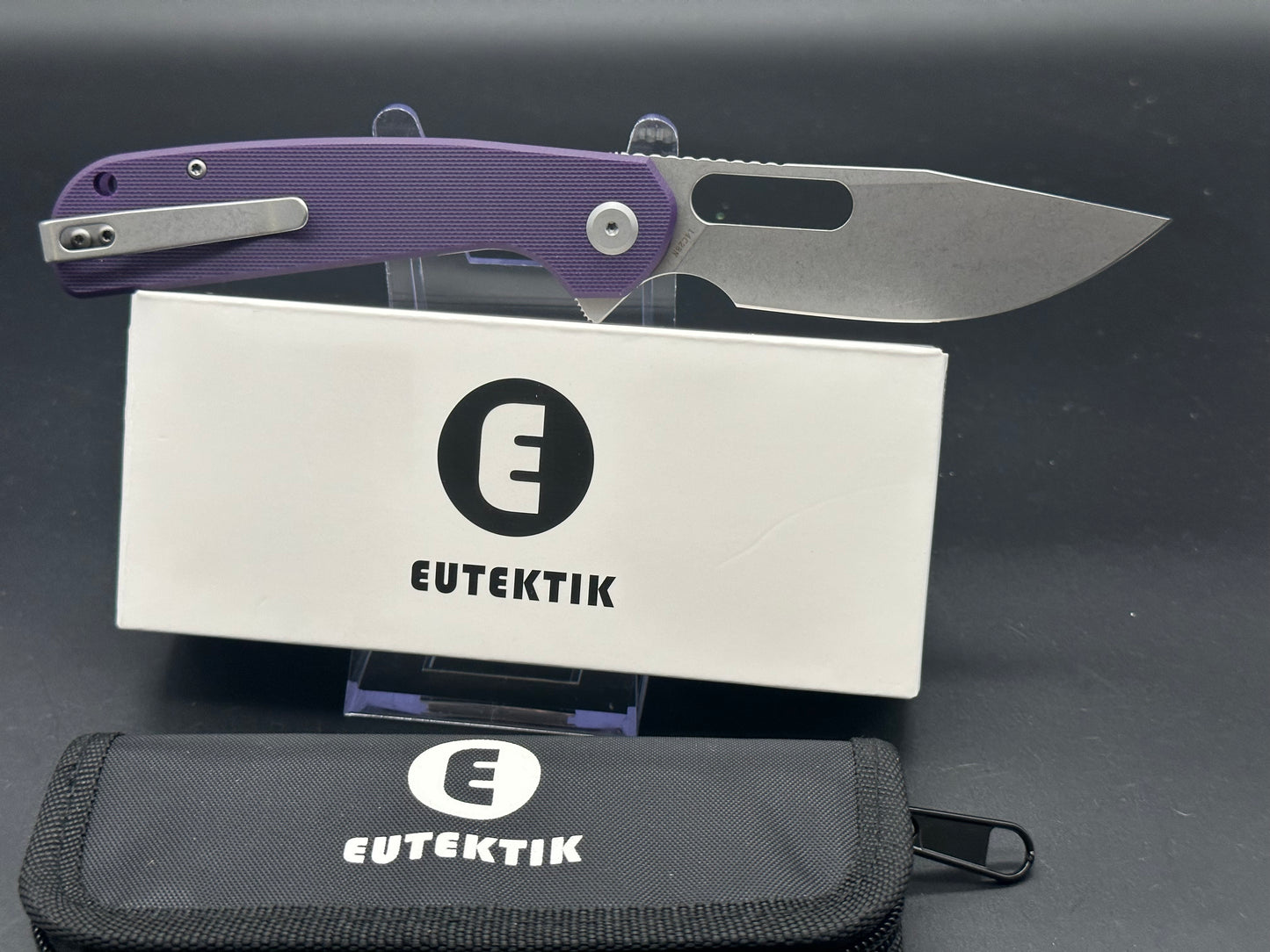 Eutektik Trinity Purple G10 - New in box from Eutektik knives plus LTK Koozie/Patch & Sticker w/each knife