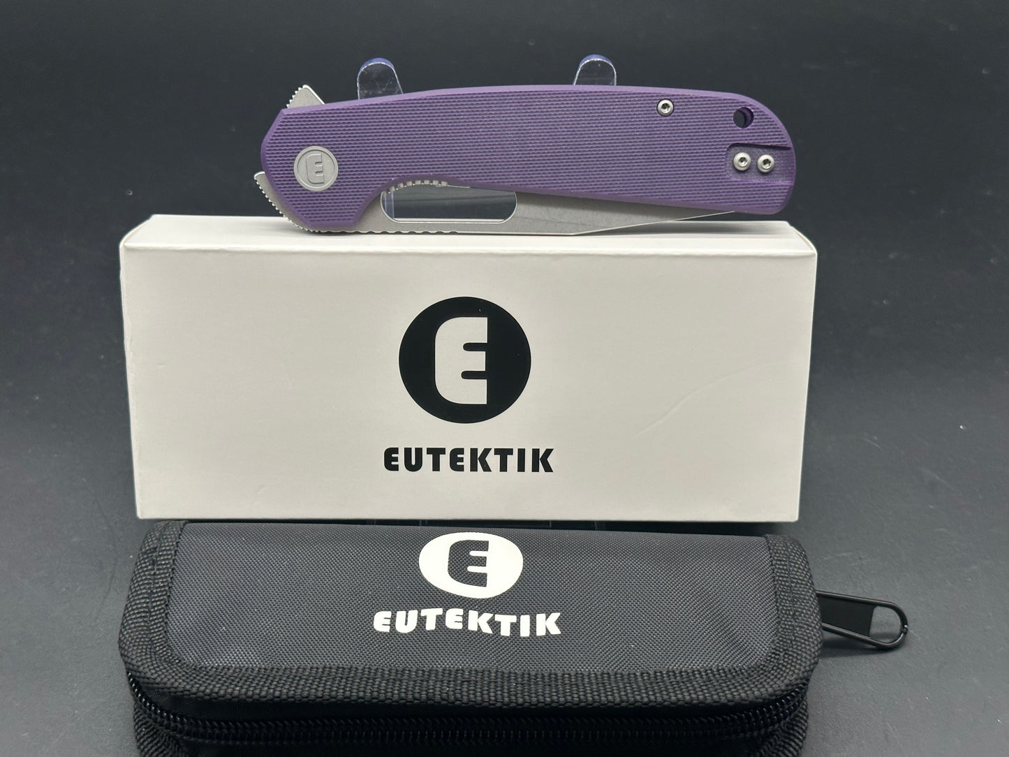 Eutektik Trinity Purple G10 - New in box from Eutektik knives plus LTK Koozie/Patch & Sticker w/each knife