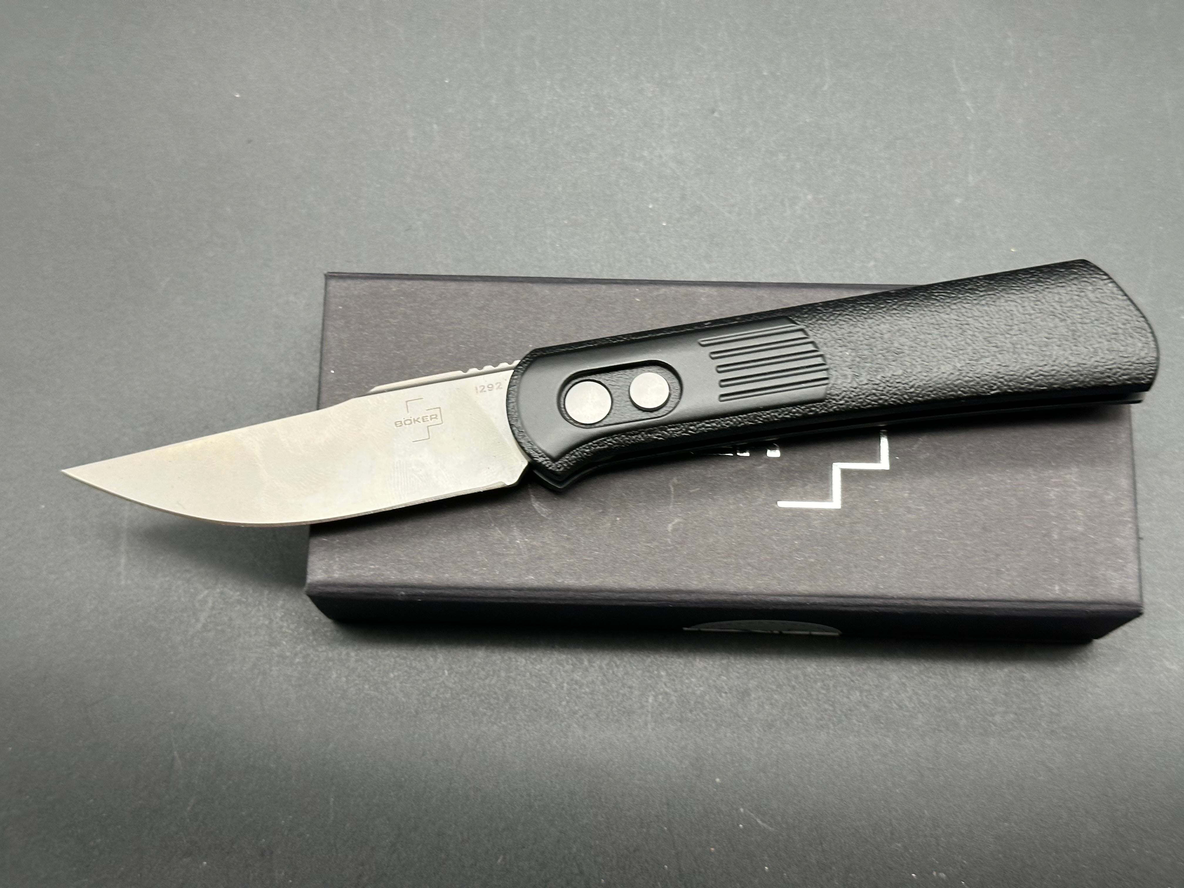 Boker Lundquist Alluvial Automatic Knife Black (3" Bead Blast)