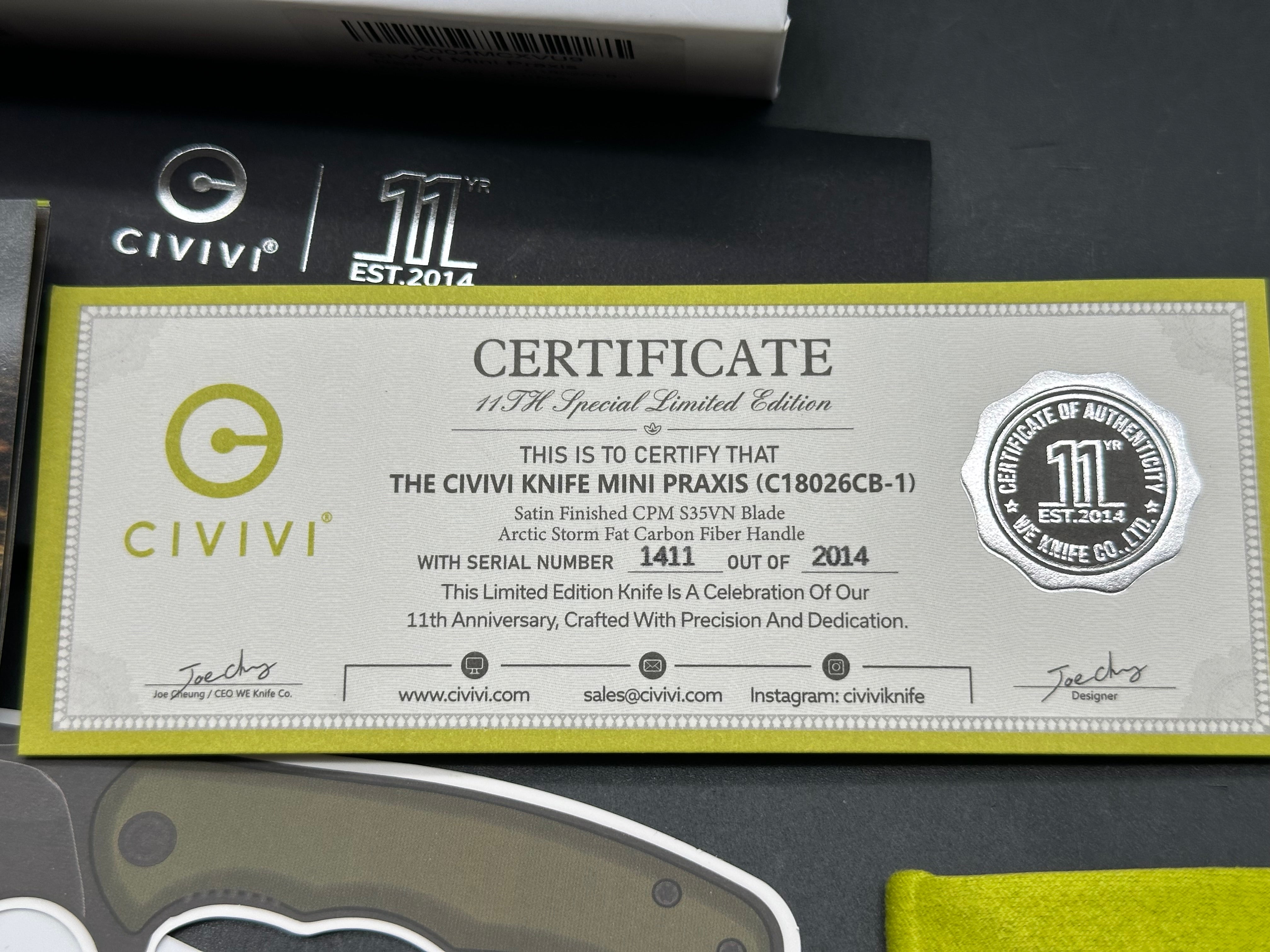 Civivi limited 11th Anniversary Edition S35V and blue fat carbon