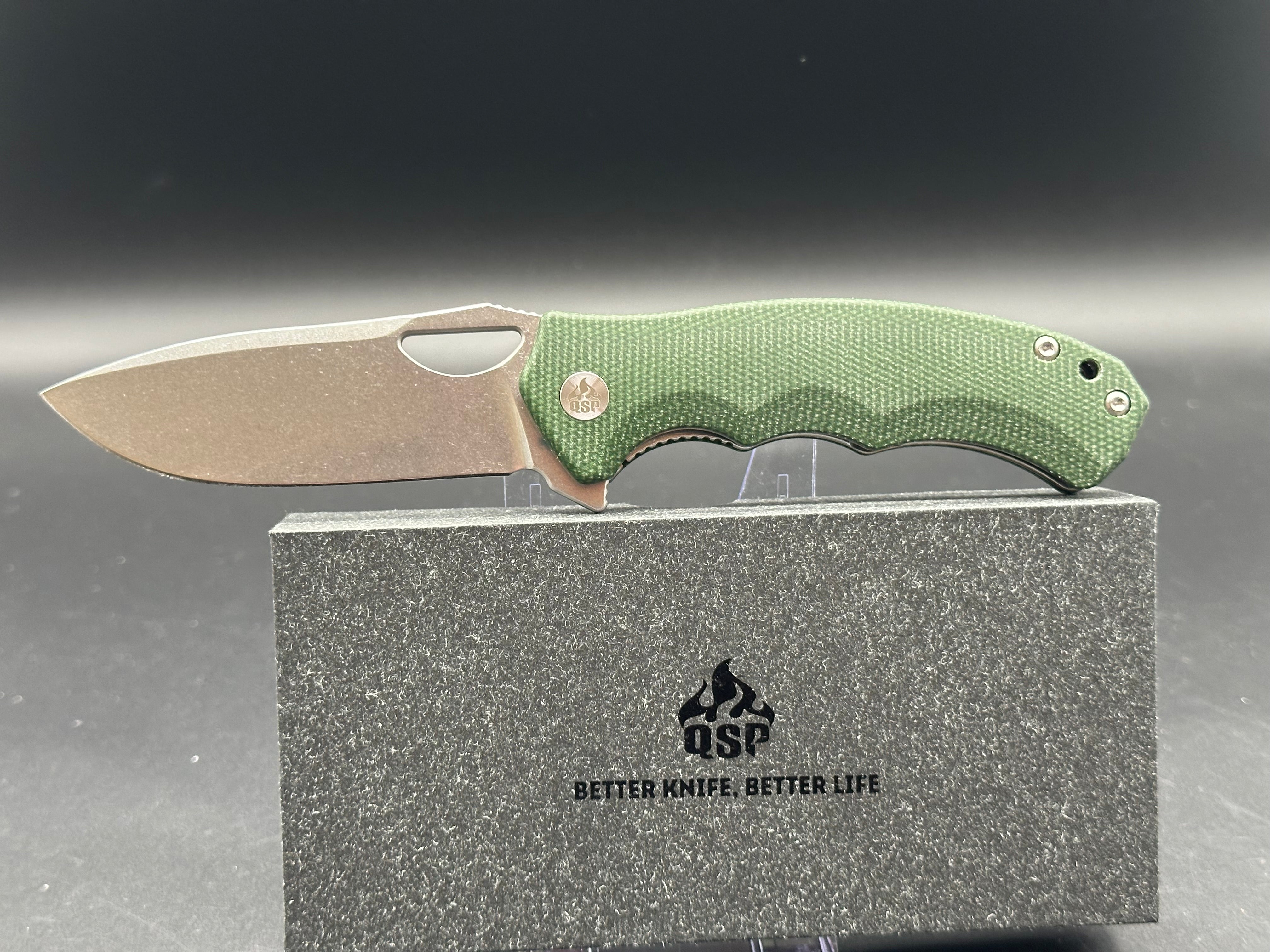 QSP GORILLA LINER LOCK GREEN MICARTA HANDLE 14C28N