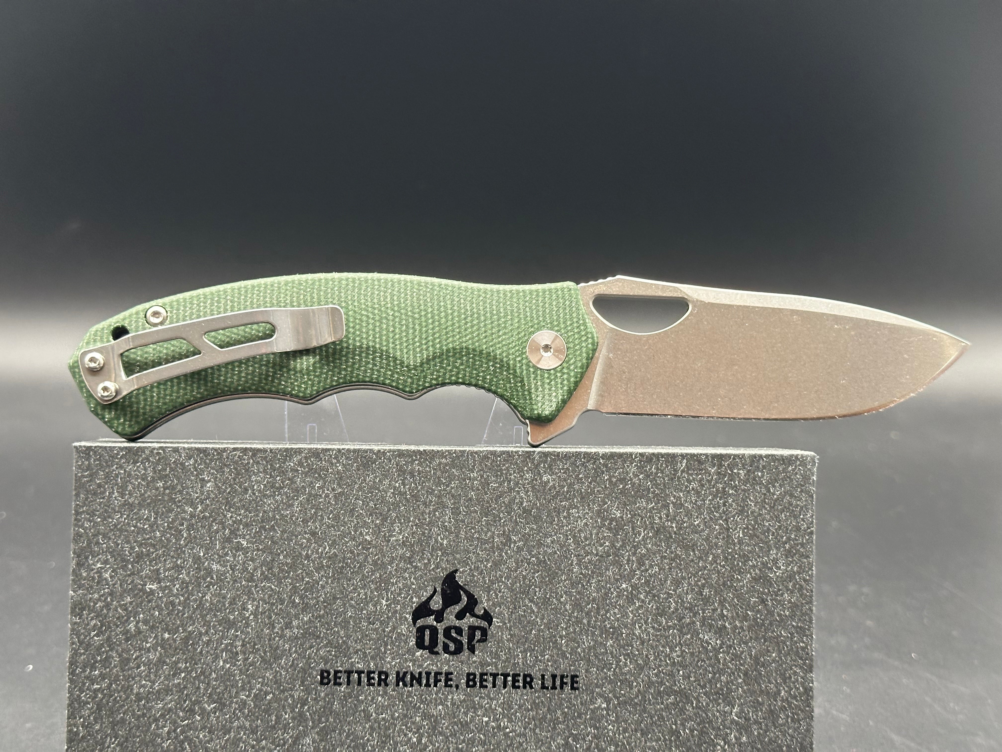 QSP GORILLA LINER LOCK GREEN MICARTA HANDLE 14C28N