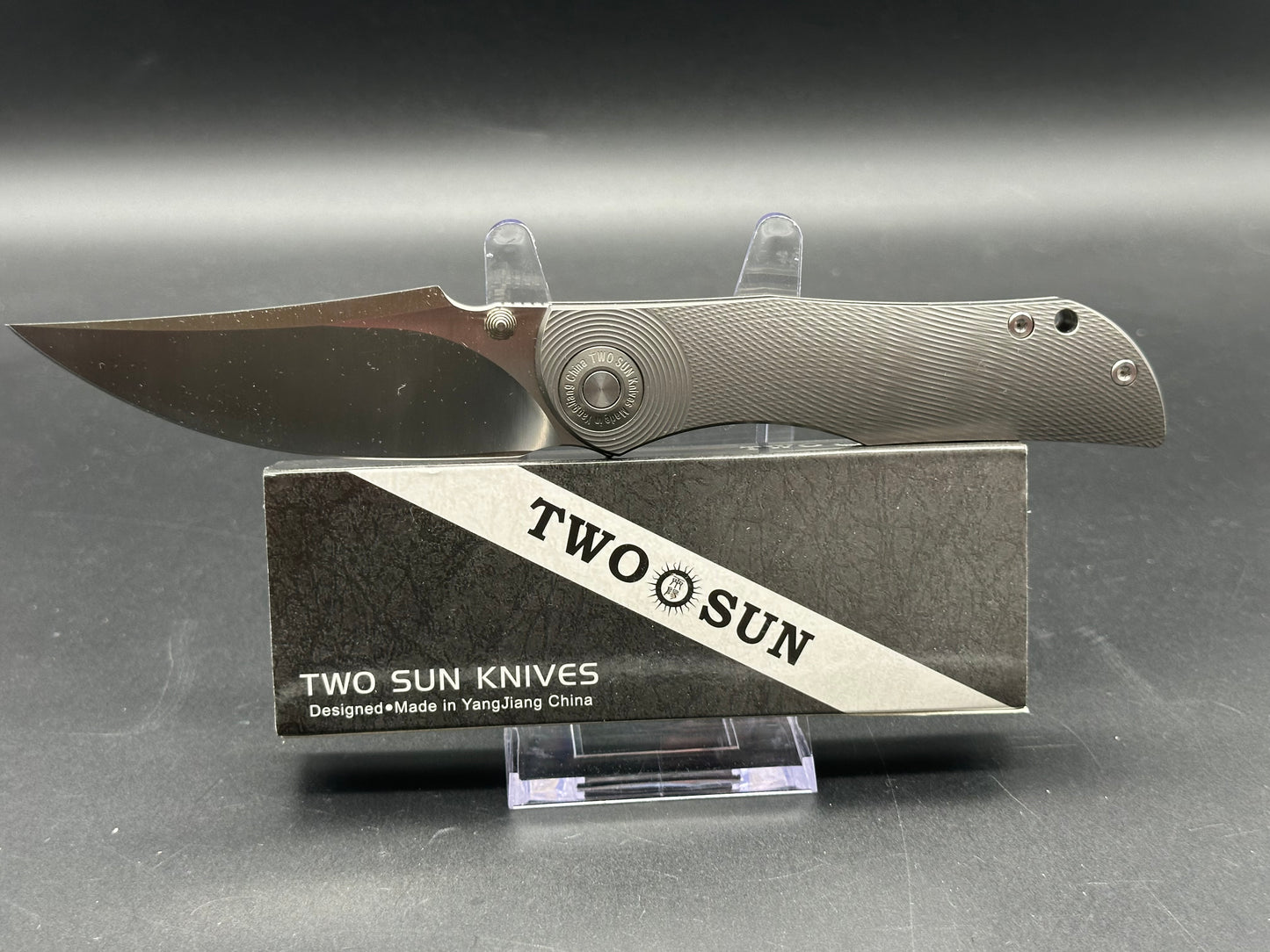 TWOSUN TS269-M390 FOLDING KNIFE GRAY TITANIUM HANDLE M390 PLAIN EDGE