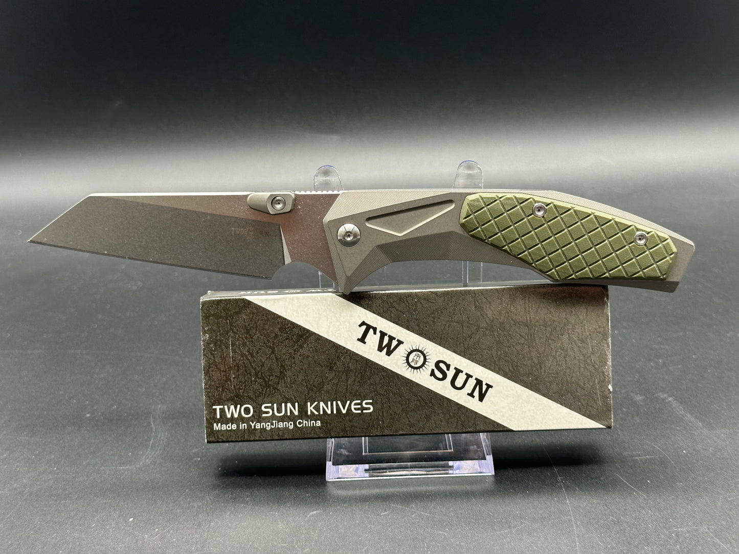 TWOSUN TS435-14C28N-SW FOLDING KNIFE TITANIUM/G10 HANDLE 14C28N PLAIN EDGE