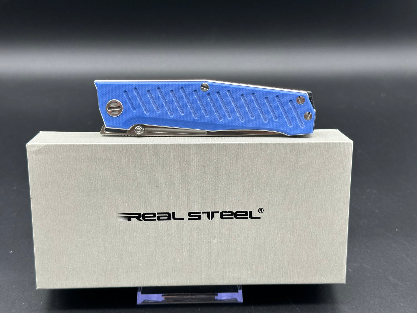 REAL STEEL ROKOT LINER LOCK KNIFE BLUE G10 HANDLE PLAIN