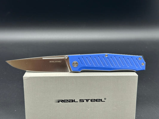 REAL STEEL ROKOT LINER LOCK KNIFE BLUE G10 HANDLE PLAIN