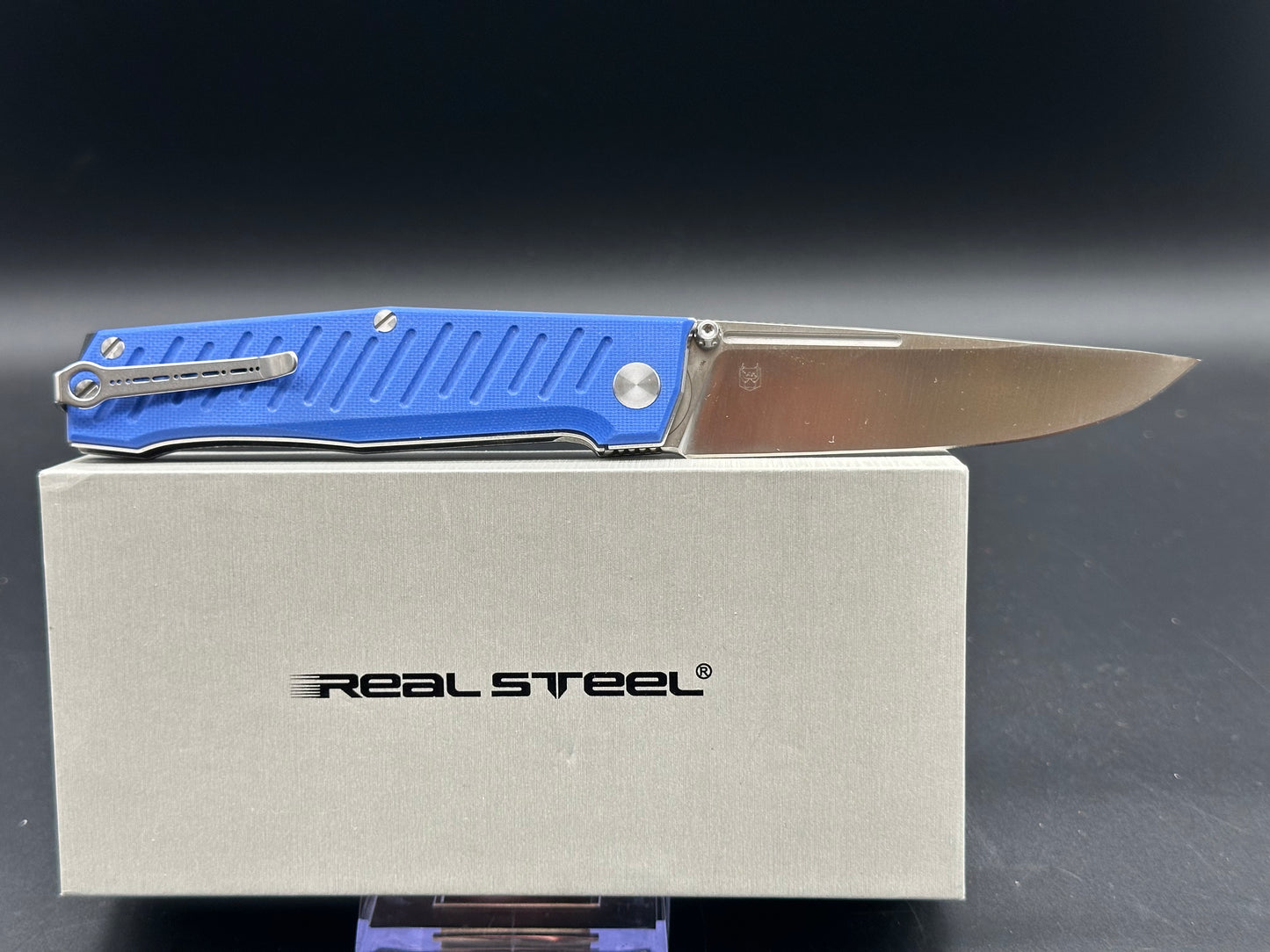 REAL STEEL ROKOT LINER LOCK KNIFE BLUE G10 HANDLE PLAIN