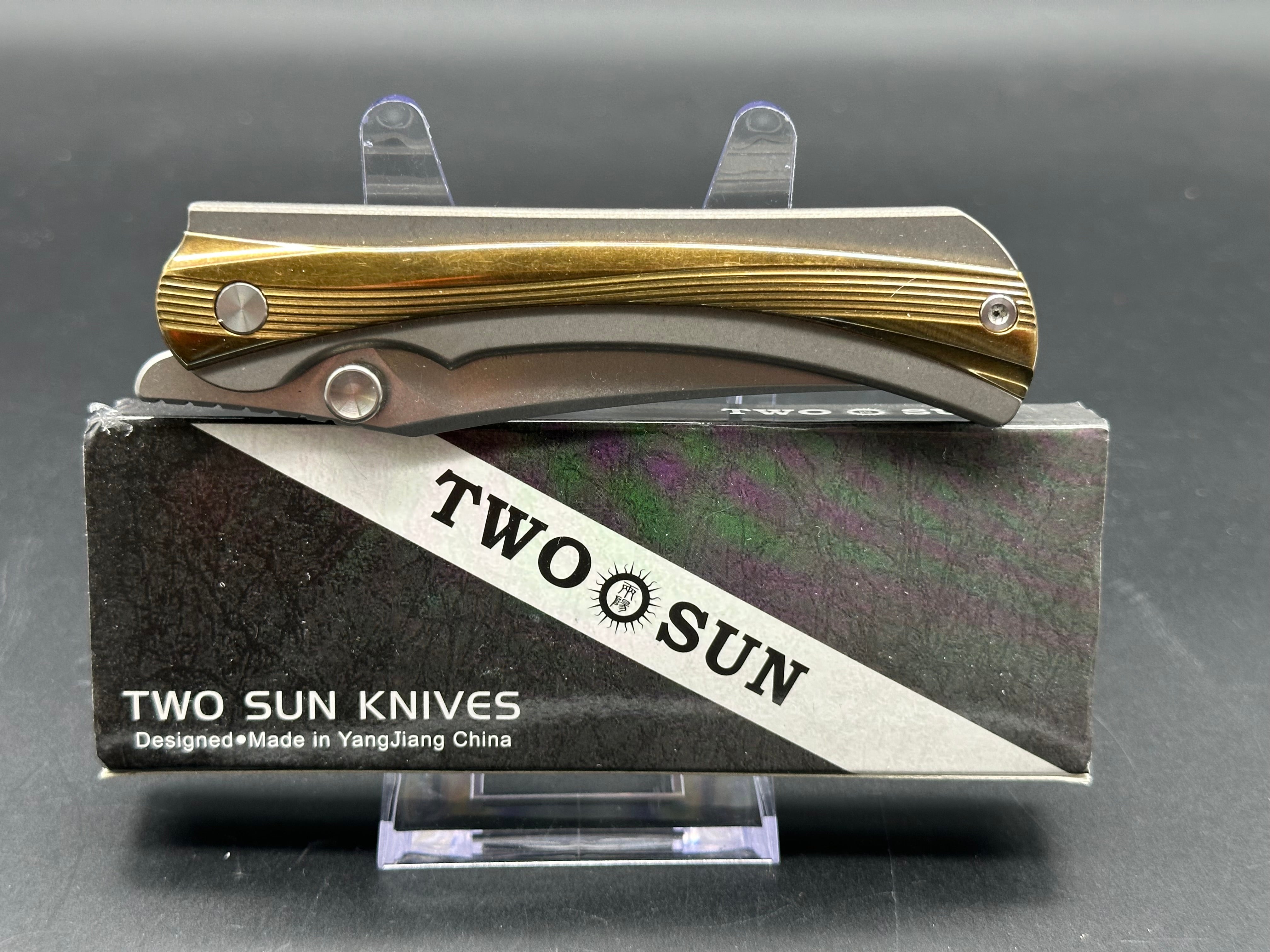 Twosun TS283-M390 M390 Titanium Brass Ball Bearing Folder Knife