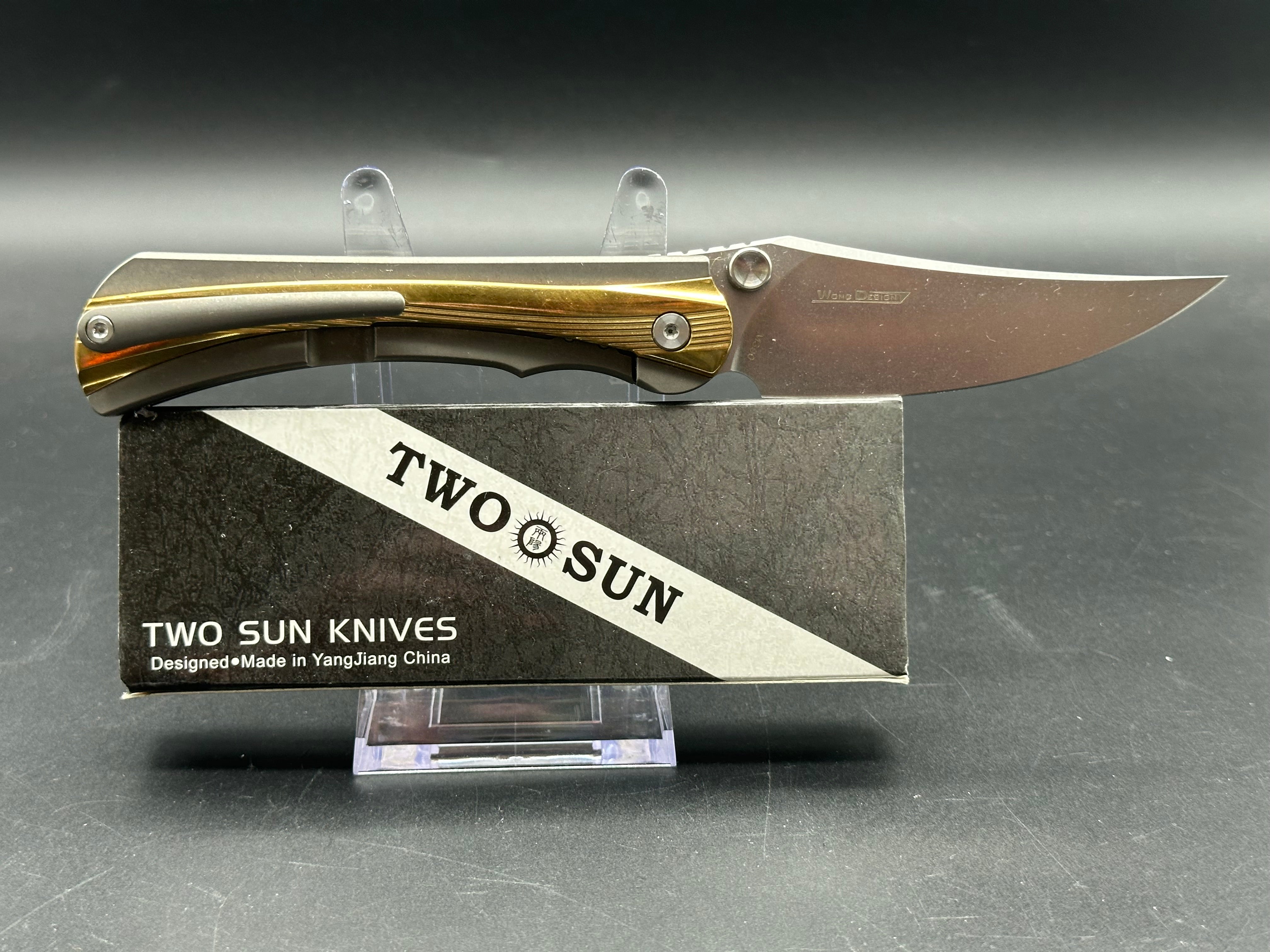 Twosun TS283-M390 M390 Titanium Brass Ball Bearing Folder Knife