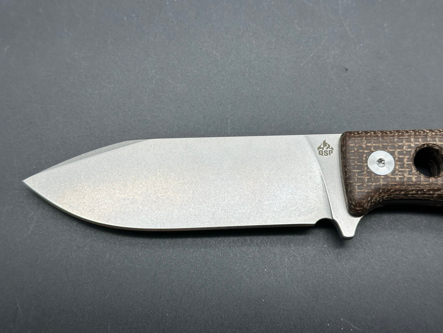 QSP CANARY FIXED BLADE KNIFE BROWN MICARTA HANDLE CR8MO2VSI PLAIN EDGE