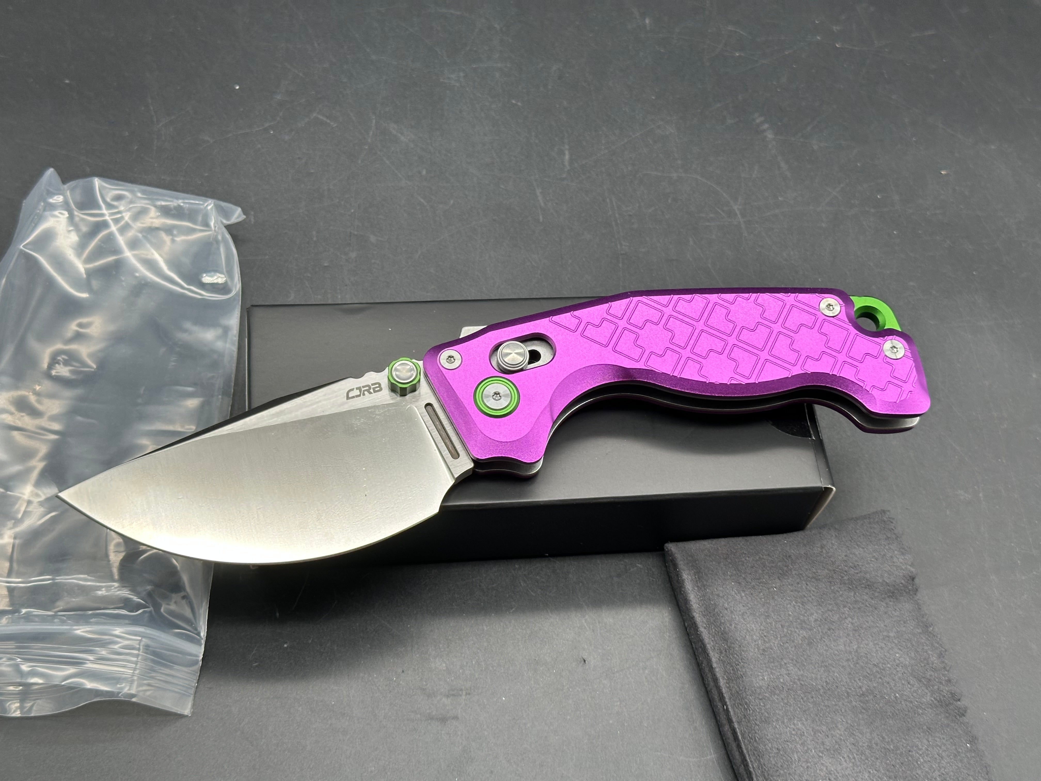 CJRB DOUBLETAP PURPLE ALUMINUM HANDLE D2 SATIN WMK EXCLUSIVE