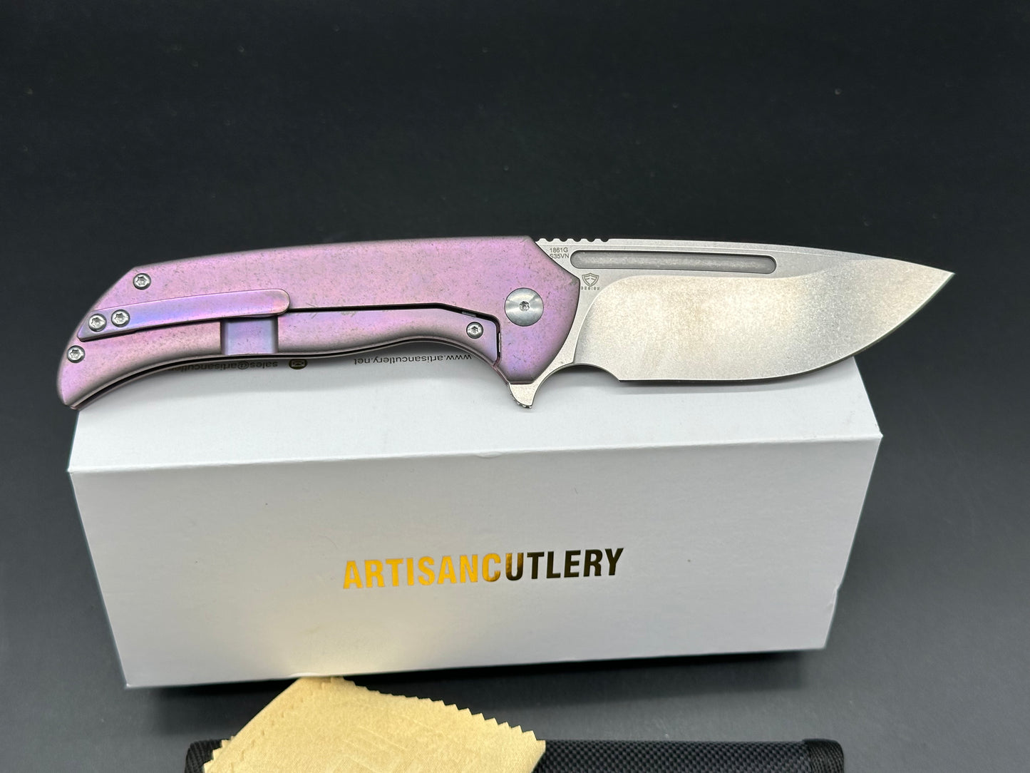 Artisan Trux Frame Lock Knife Purple Titanium (3.61" Stonewash S35VN)