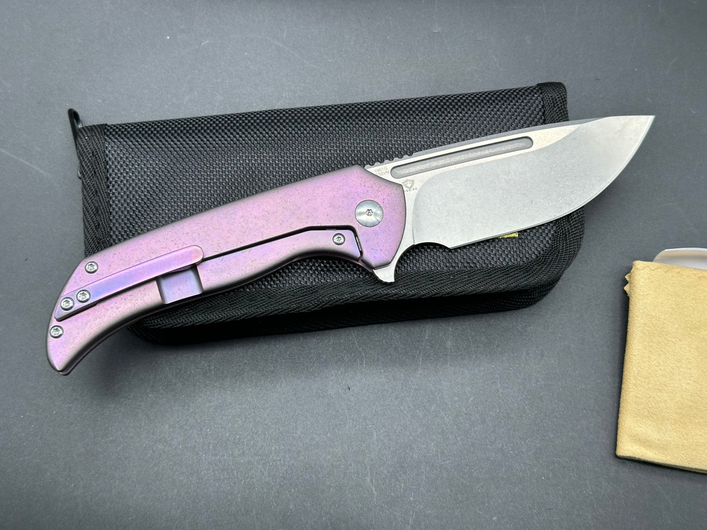 Artisan Trux Frame Lock Knife Purple Titanium (3.61" Stonewash S35VN)