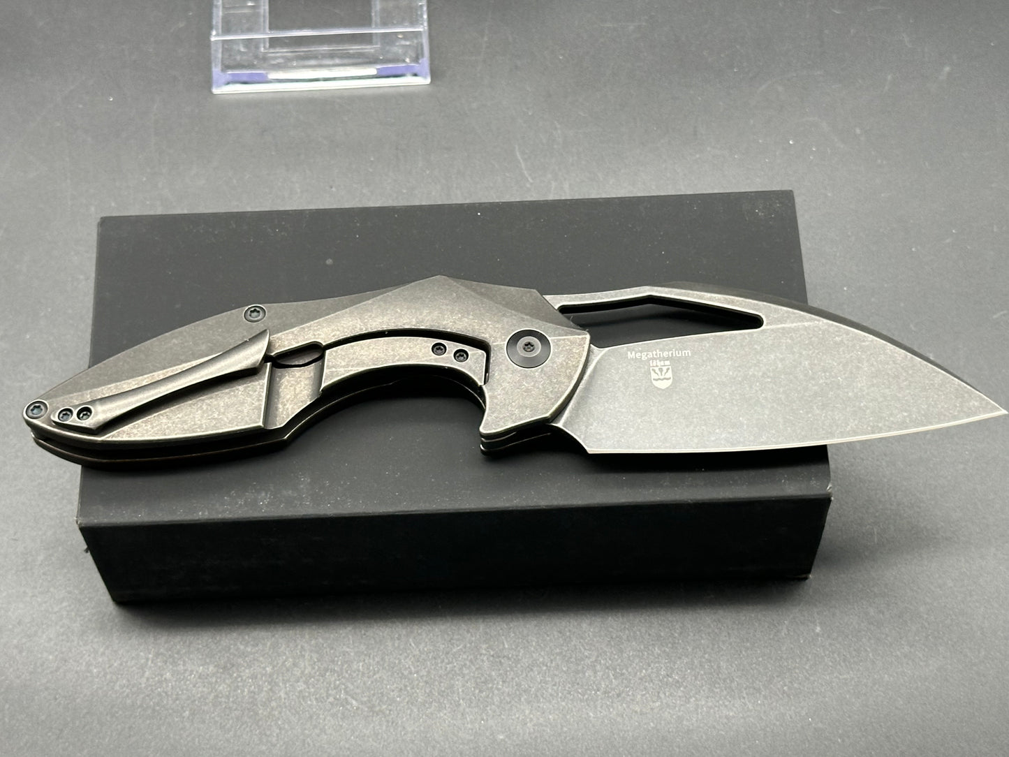 Kizer Isham Megatherium Flipper Knife Titanium (3.6" Black SW)