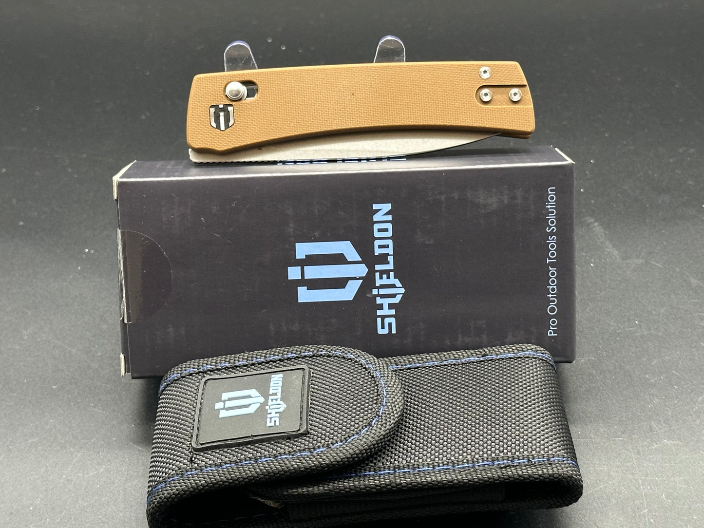 SHIELDON KITE POCKET KNIFE 154CM BLADE BROWN G10 HANDLE