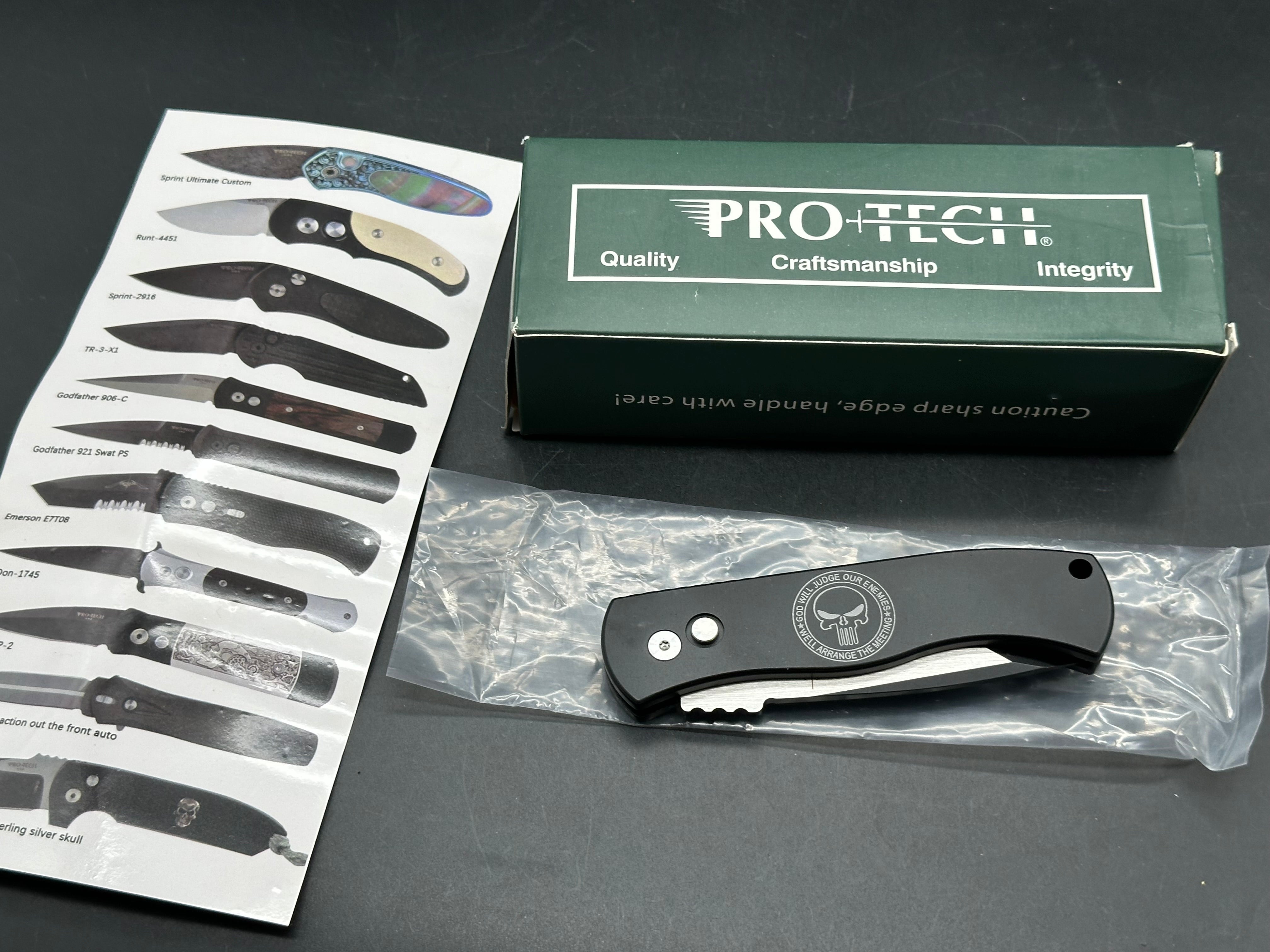 ProTech Emerson CQC-7 Punisher Tanto Automatic Knife (3.25" Black)