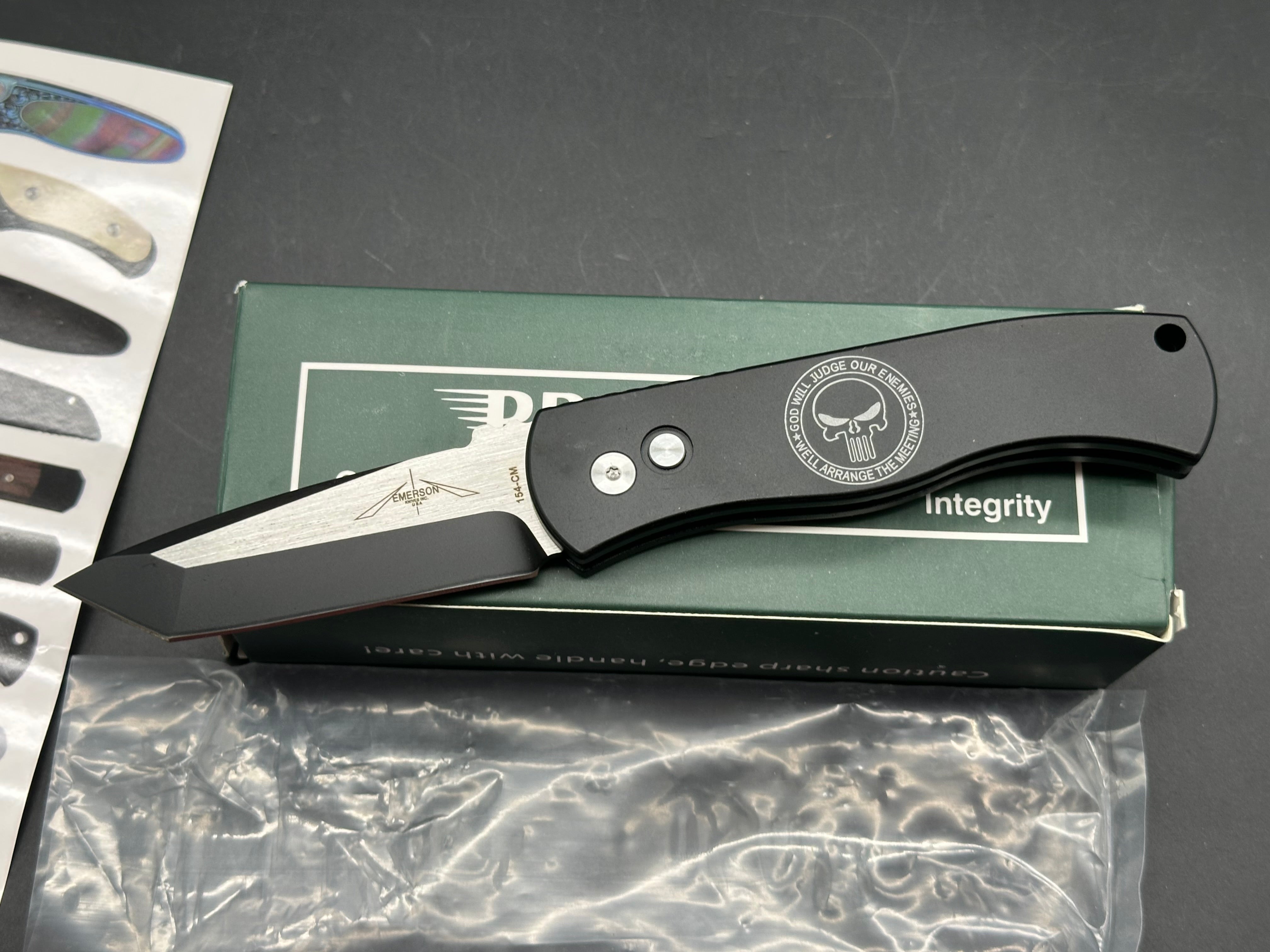 ProTech Emerson CQC-7 Punisher Tanto Automatic Knife (3.25" Black)