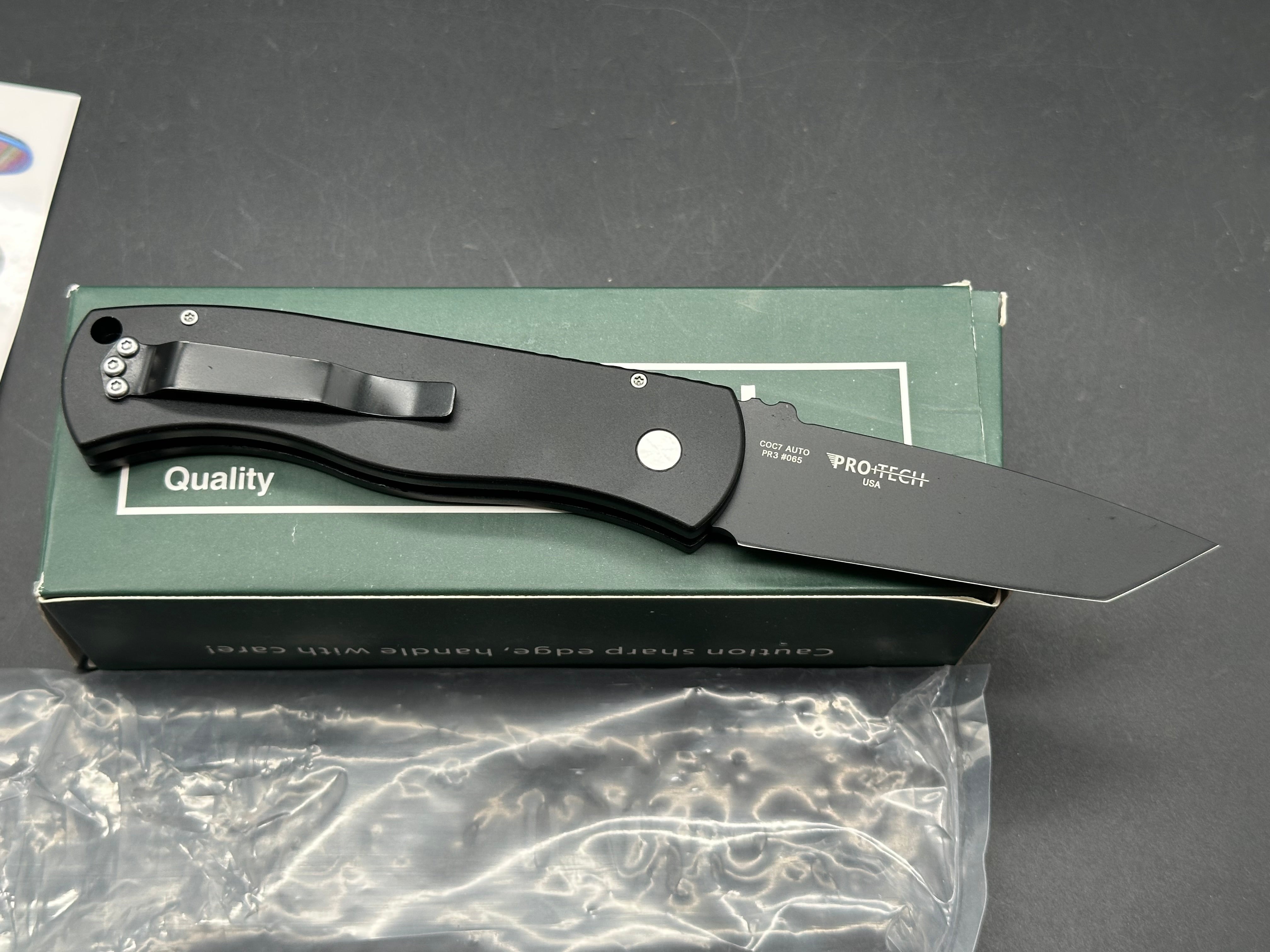 ProTech Emerson CQC-7 Punisher Tanto Automatic Knife (3.25" Black)