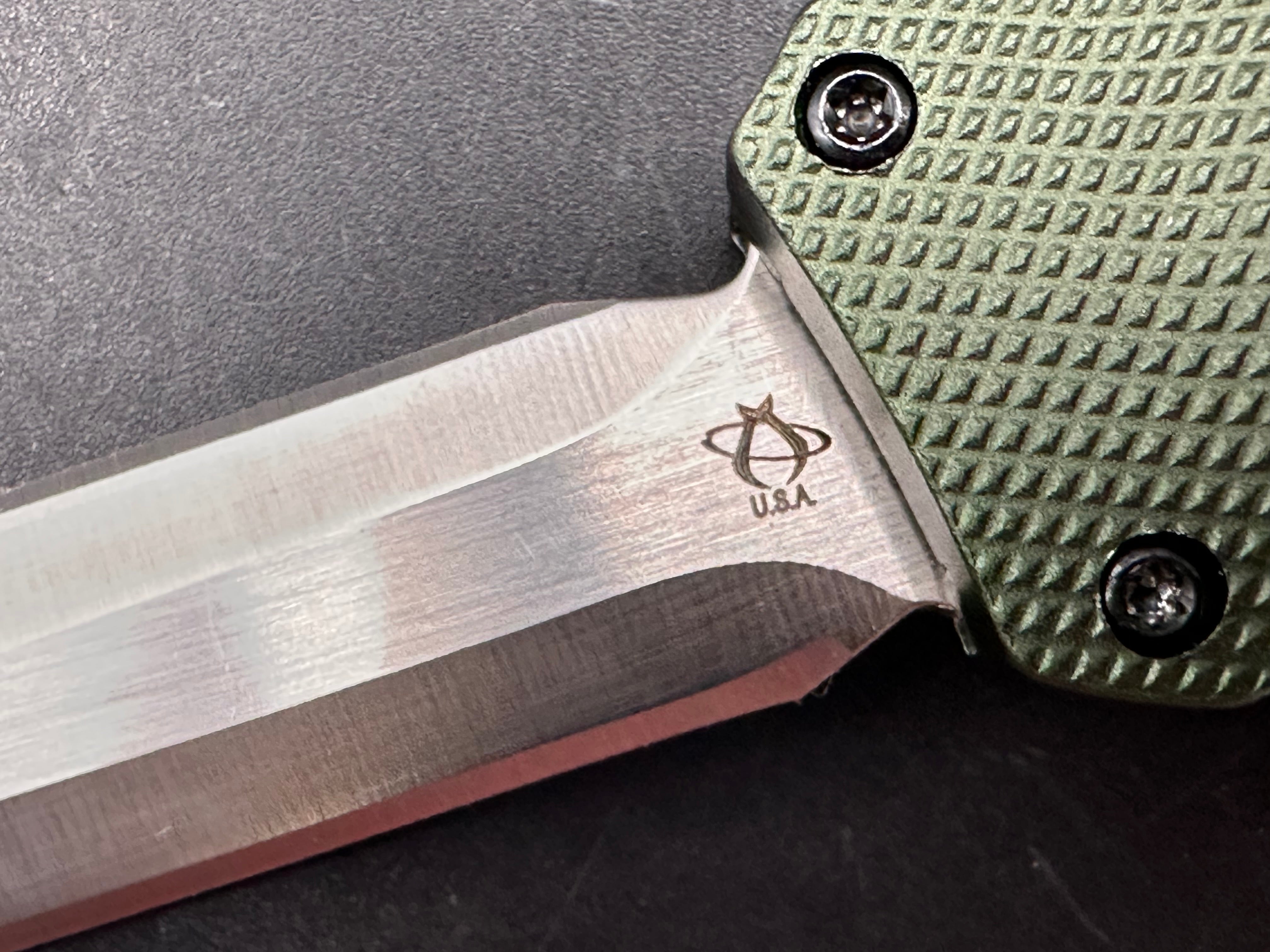 Mantis 817 AUTO OTF Knife 3.25" 440C Satin Plain Double Edge Dagger Blade, OD Green Milled Aluminum Handles