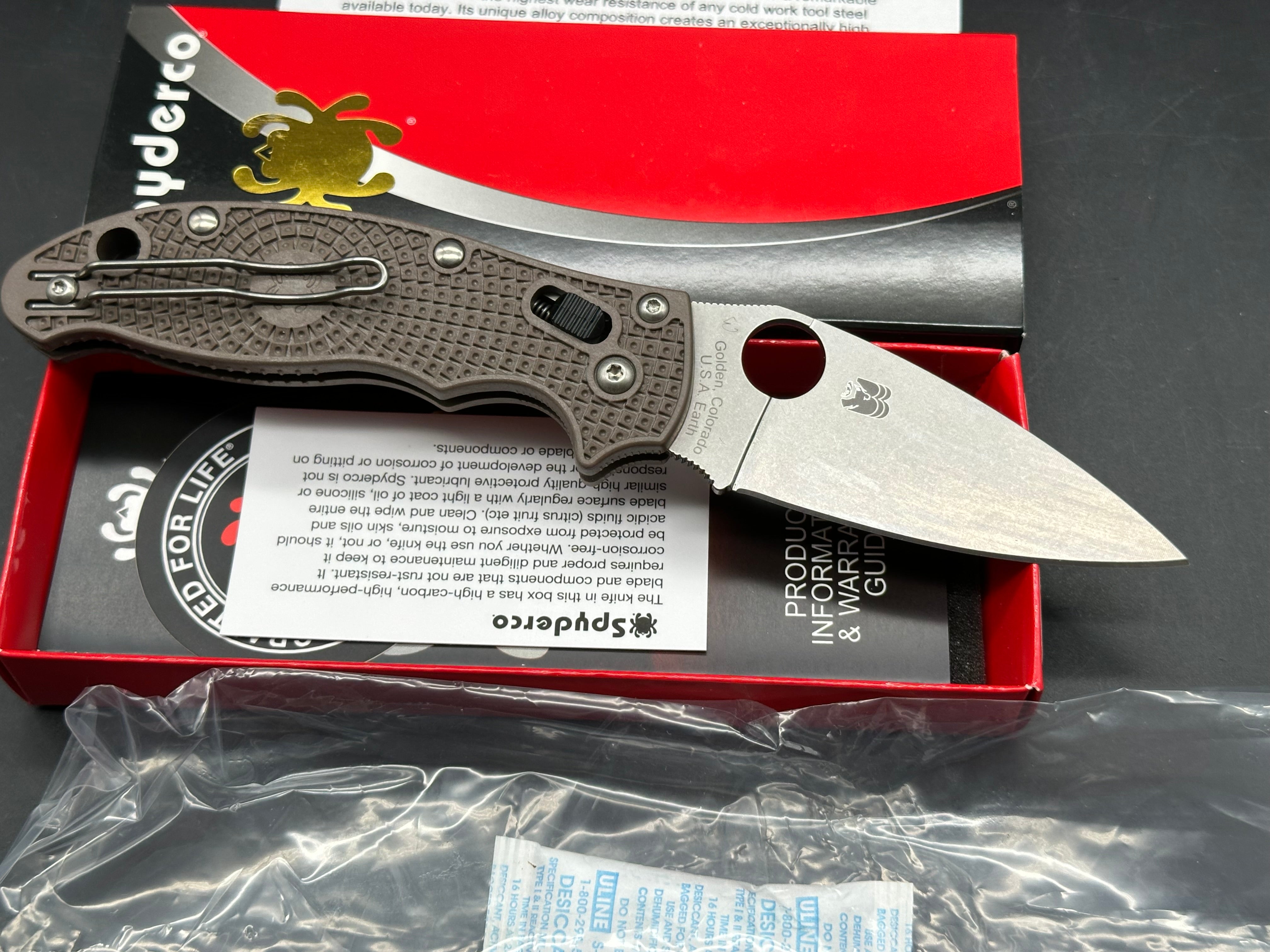 Spyderco Manix 2 Lightweight C101PBN15V2 - Brown FRN - CPM 15V Blade - Sprint Run