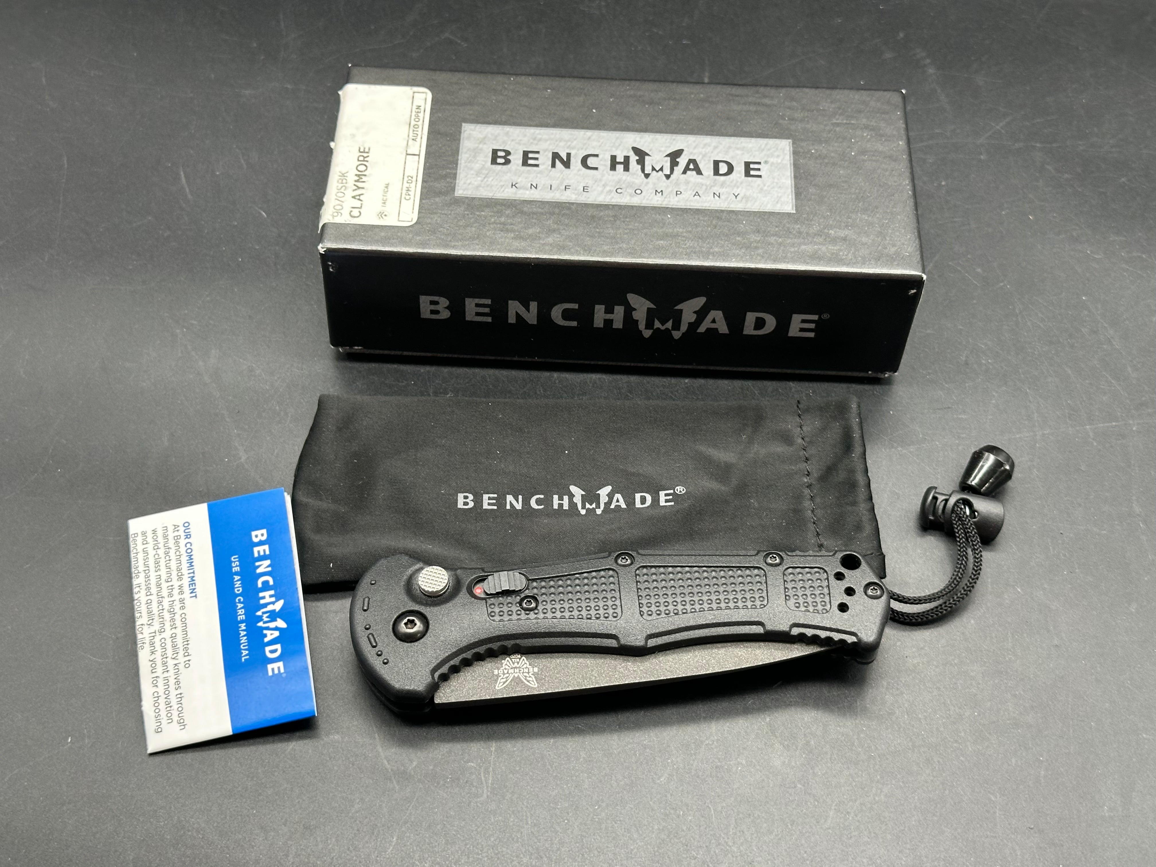 Benchmade Claymore Automatic Knife Black Grivory (3.6" Black)