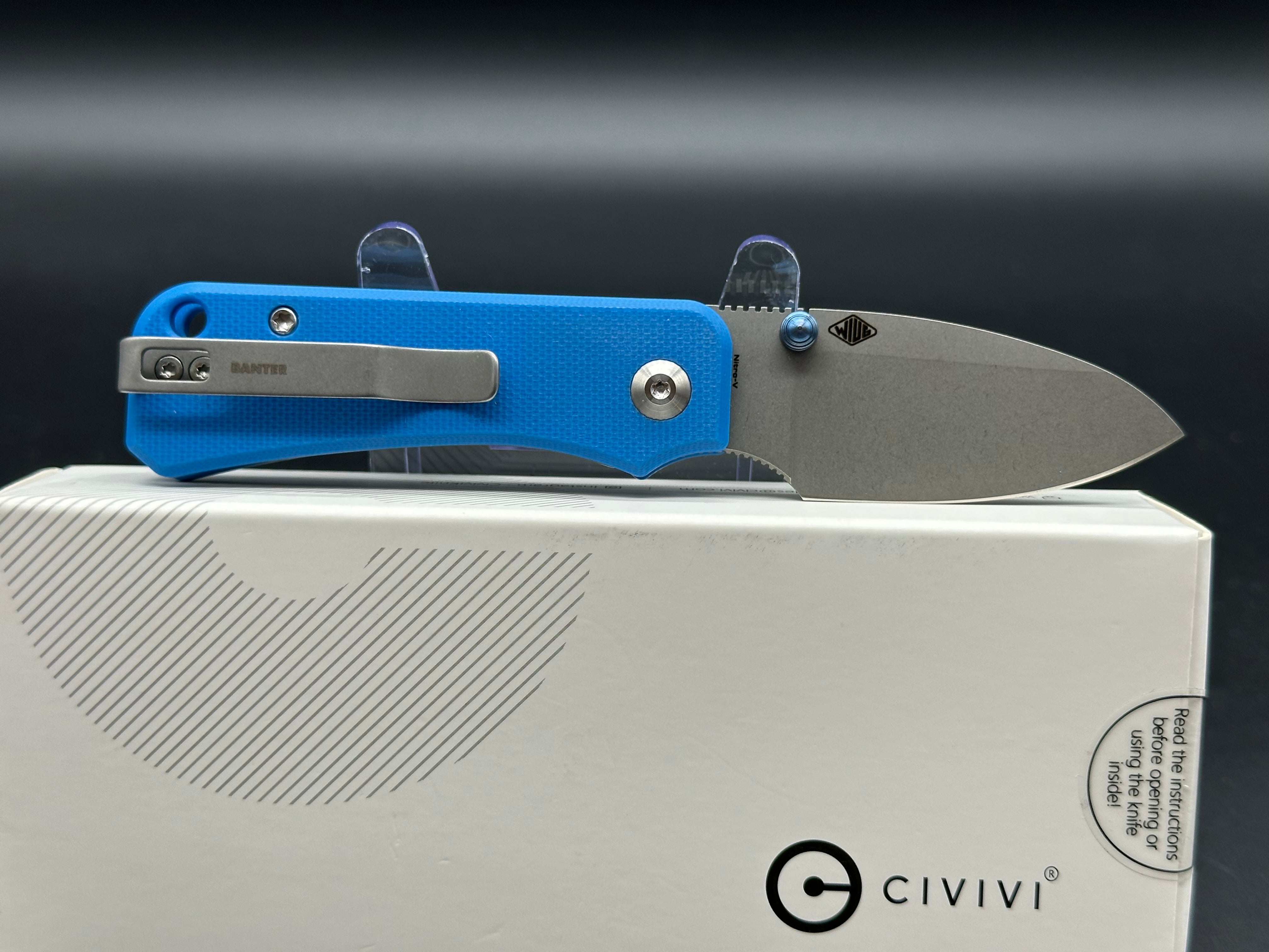 CIVIVI BABY BANTER FOLDING KNIFE BLUE G10 HANDLE NITRO-V PLAIN BLADE