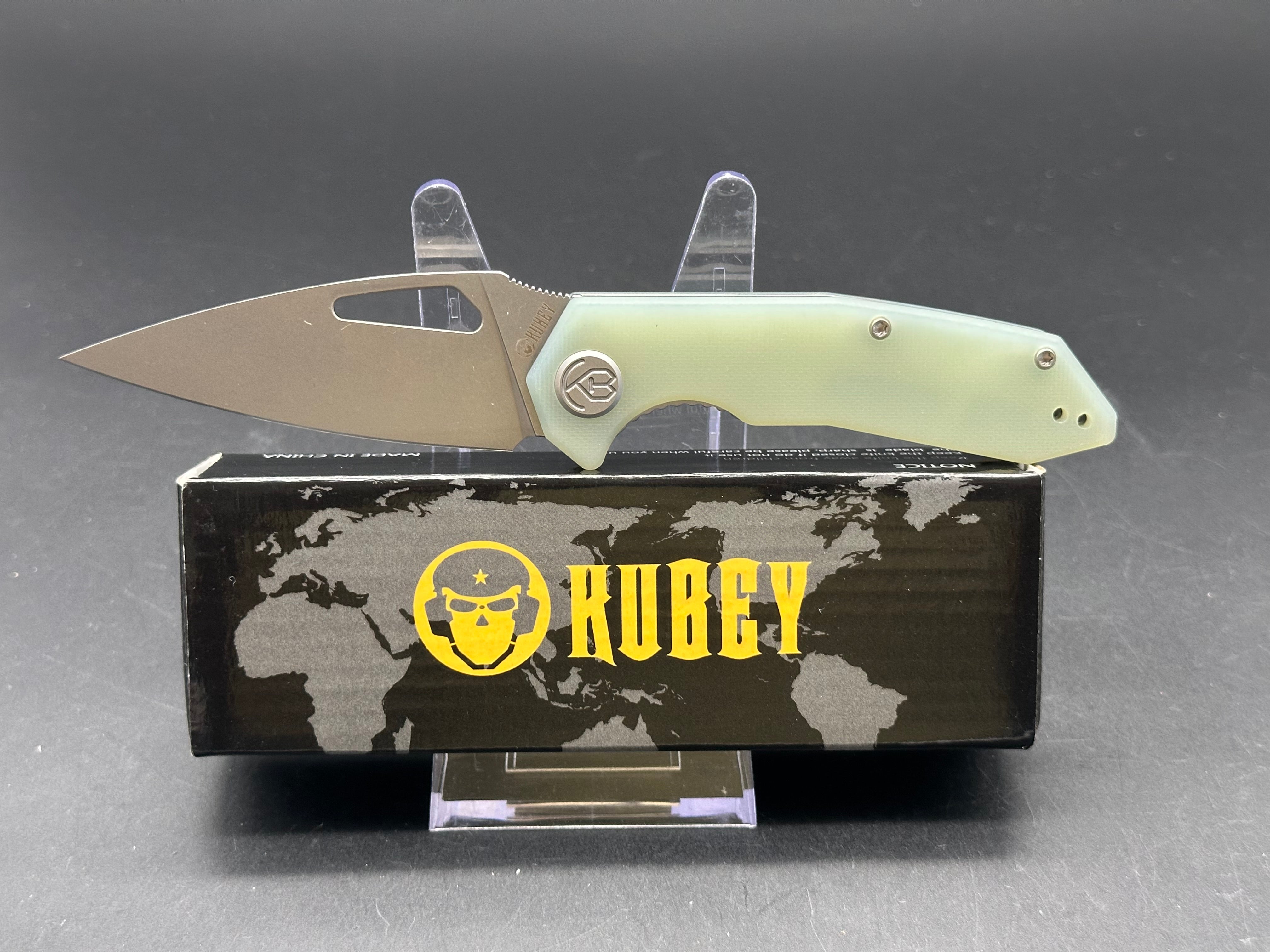 KUBEY COEUS FOLDING KNIFE JADE G10 HANDLE 14C28N BLADE