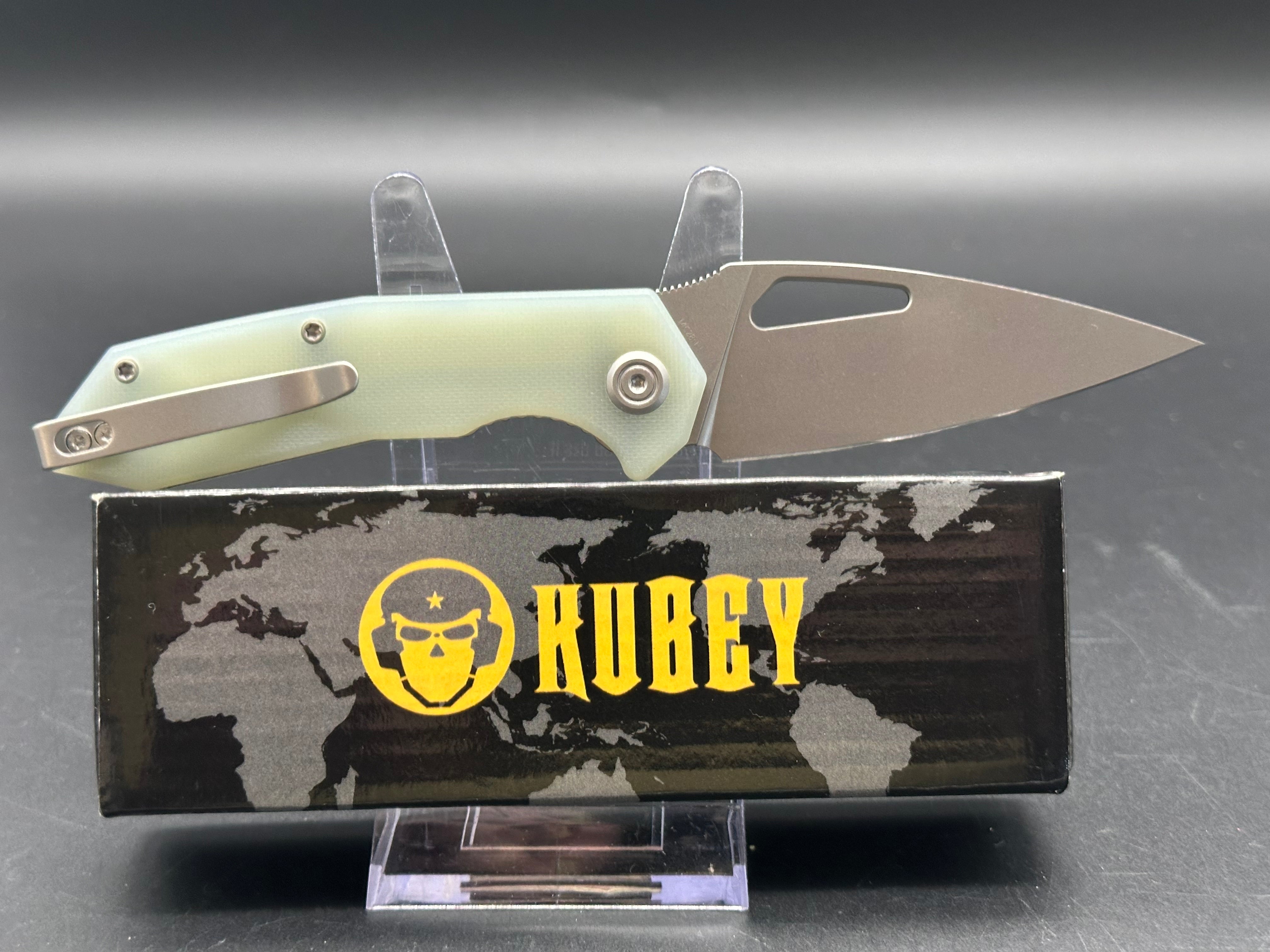 KUBEY COEUS FOLDING KNIFE JADE G10 HANDLE 14C28N BLADE