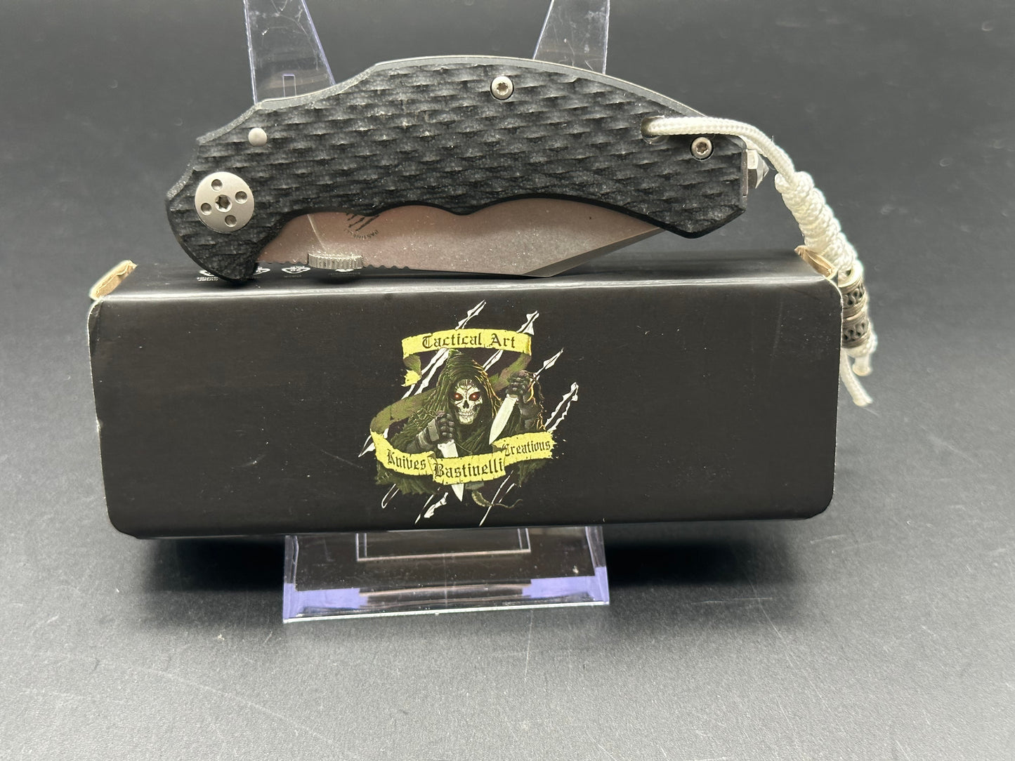 Bastinelli Creations D VIL Mini Dragotac Frame Lock Knife Black G-10