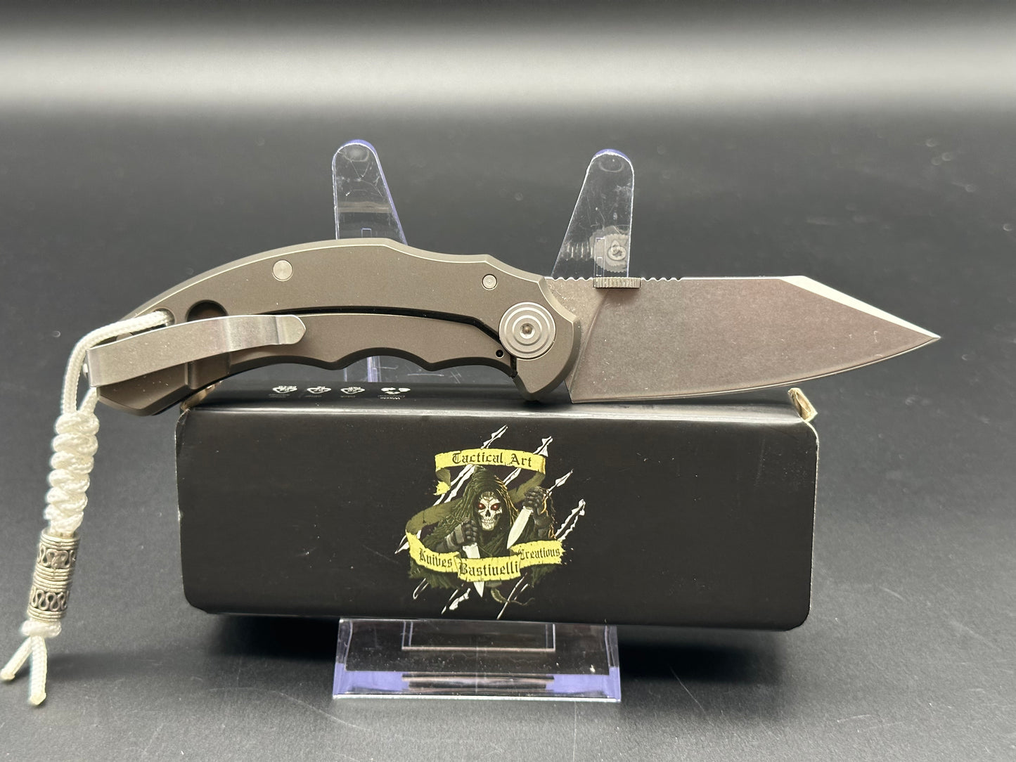 Bastinelli Creations D VIL Mini Dragotac Frame Lock Knife Black G-10