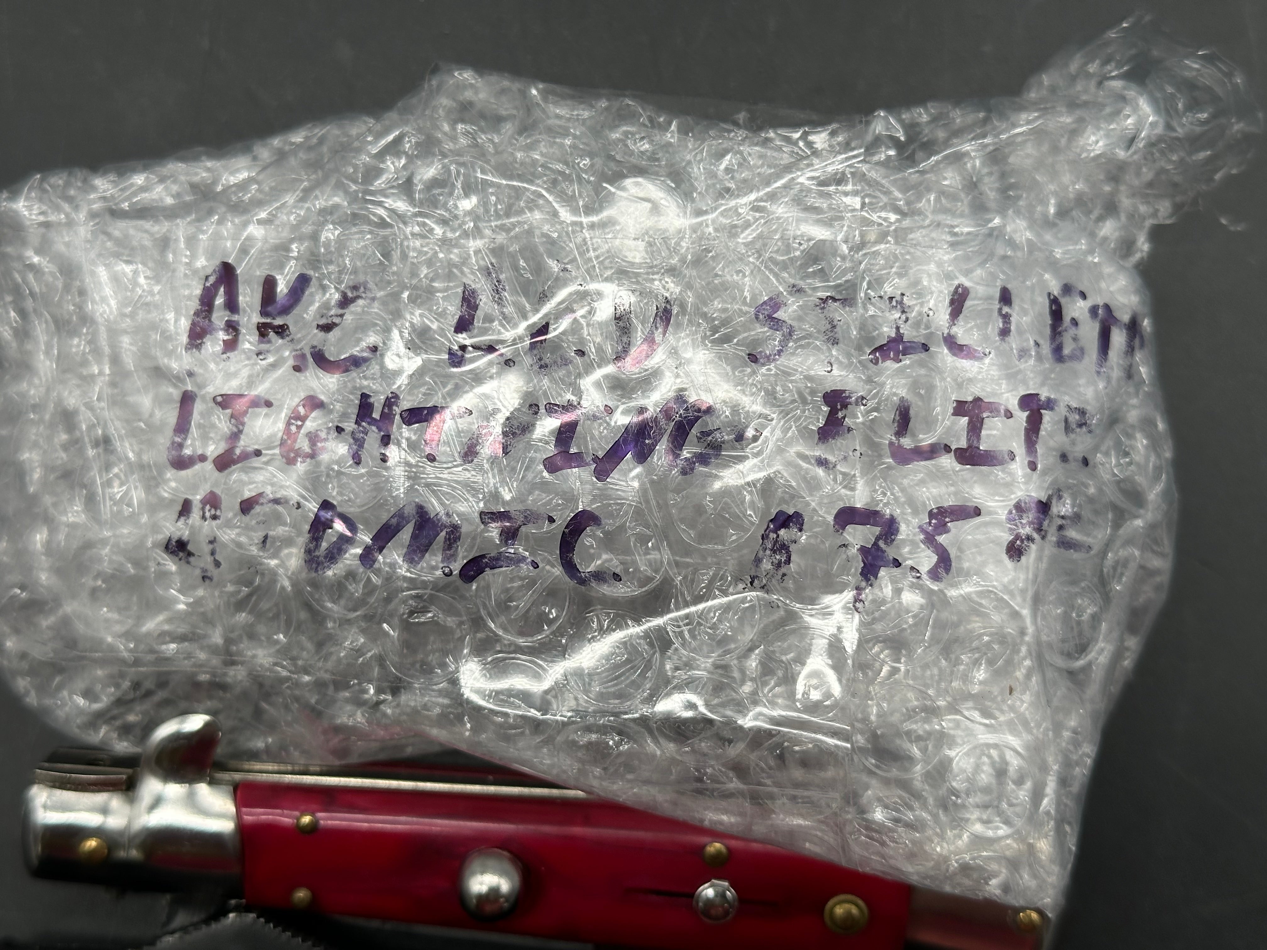 AKC RED STILLETO SIDE AUTO, LIGHTNING ELITE OTF, AND ATOMIC DEFENDER LARGE SERRATED TANTO OTF