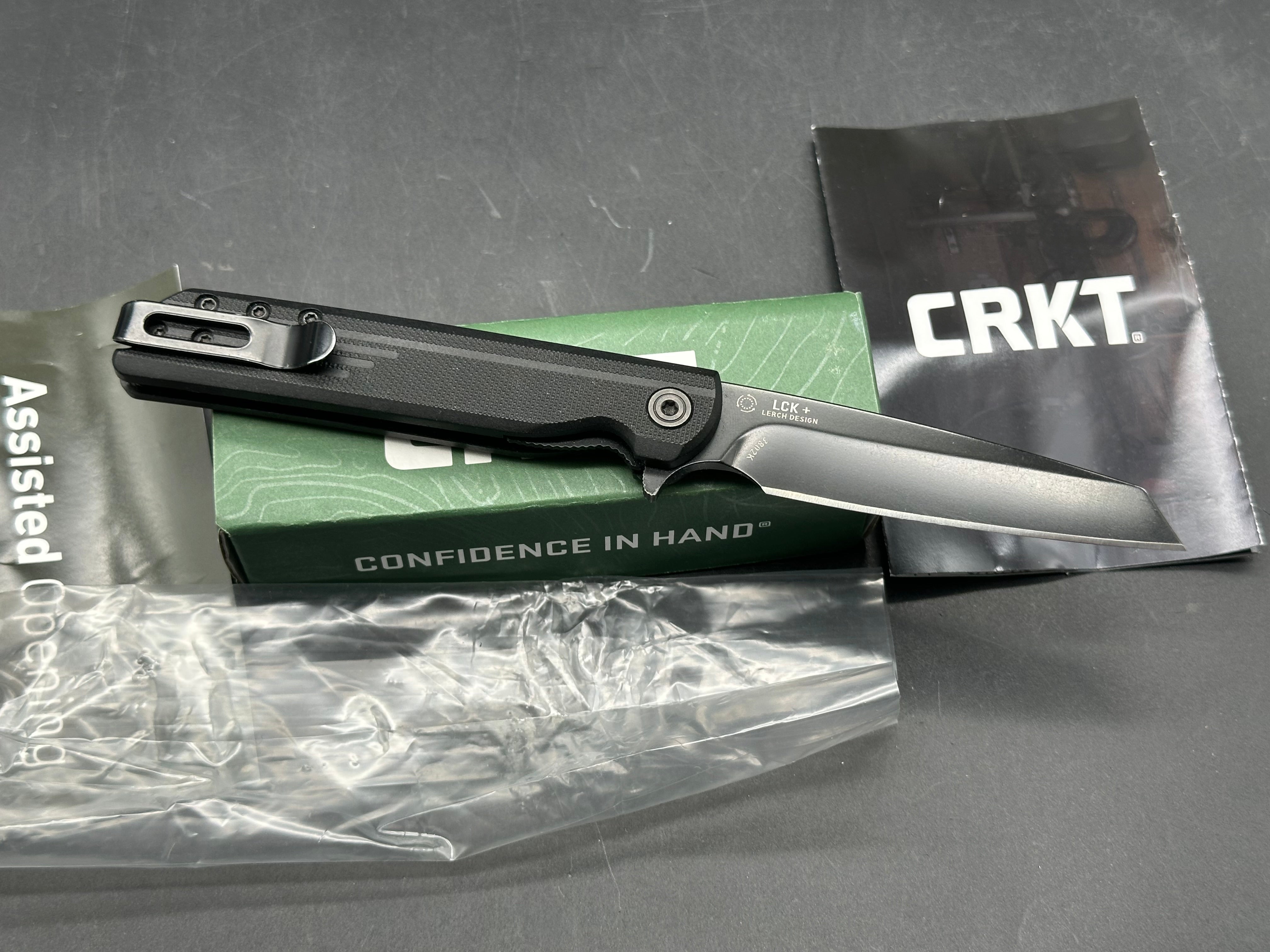 CRKT LCK + Spring Assisted Reverse Tanto Knife Black FRN (3.3" Black)