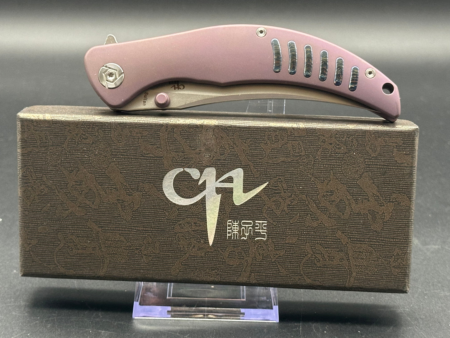 CH KNIVES SULTAN FOLDING KNIFE PURPLE TITANIUM HANDLE S35VN PLAIN EDGE