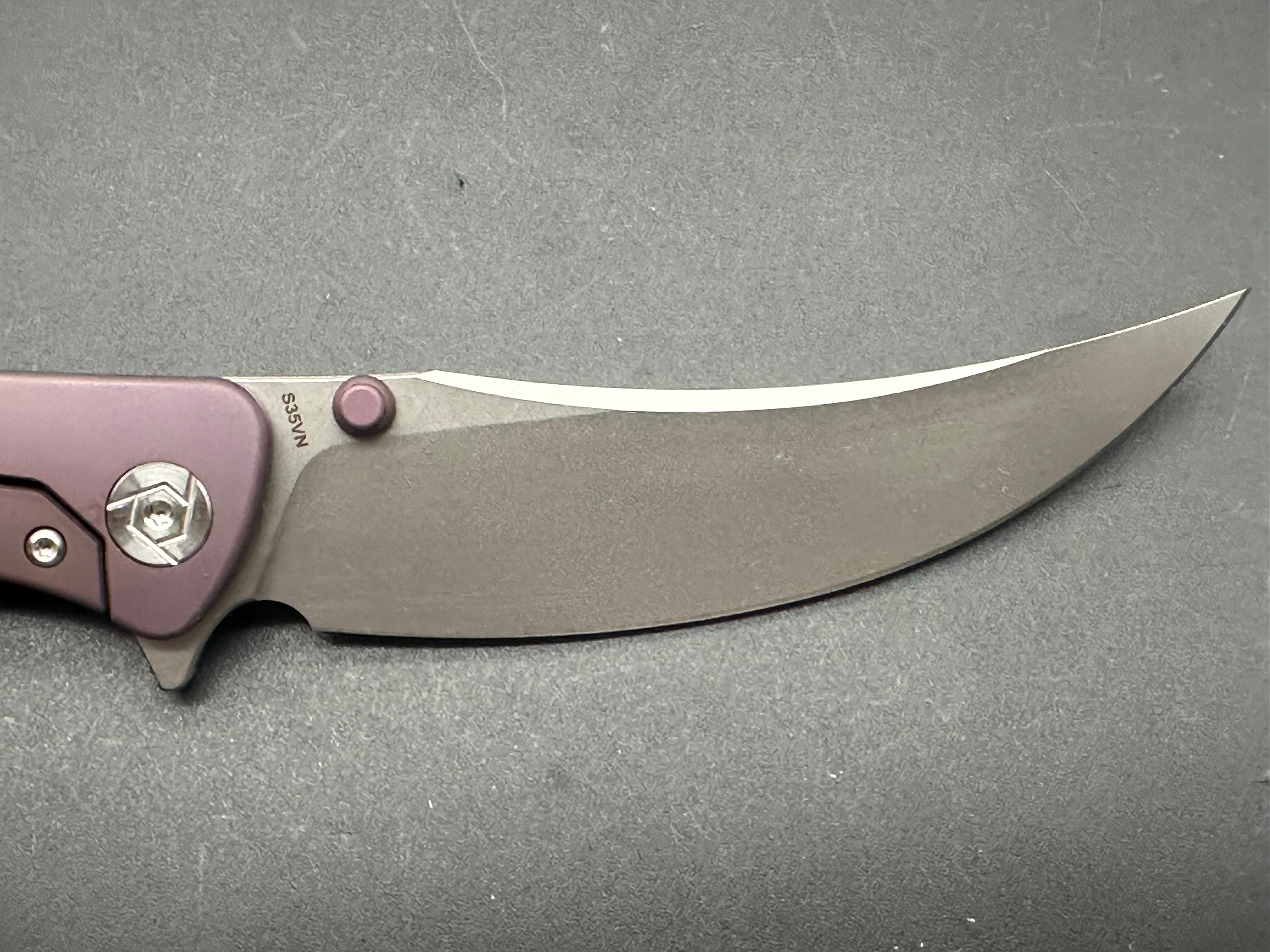 CH KNIVES SULTAN FOLDING KNIFE PURPLE TITANIUM HANDLE S35VN PLAIN EDGE