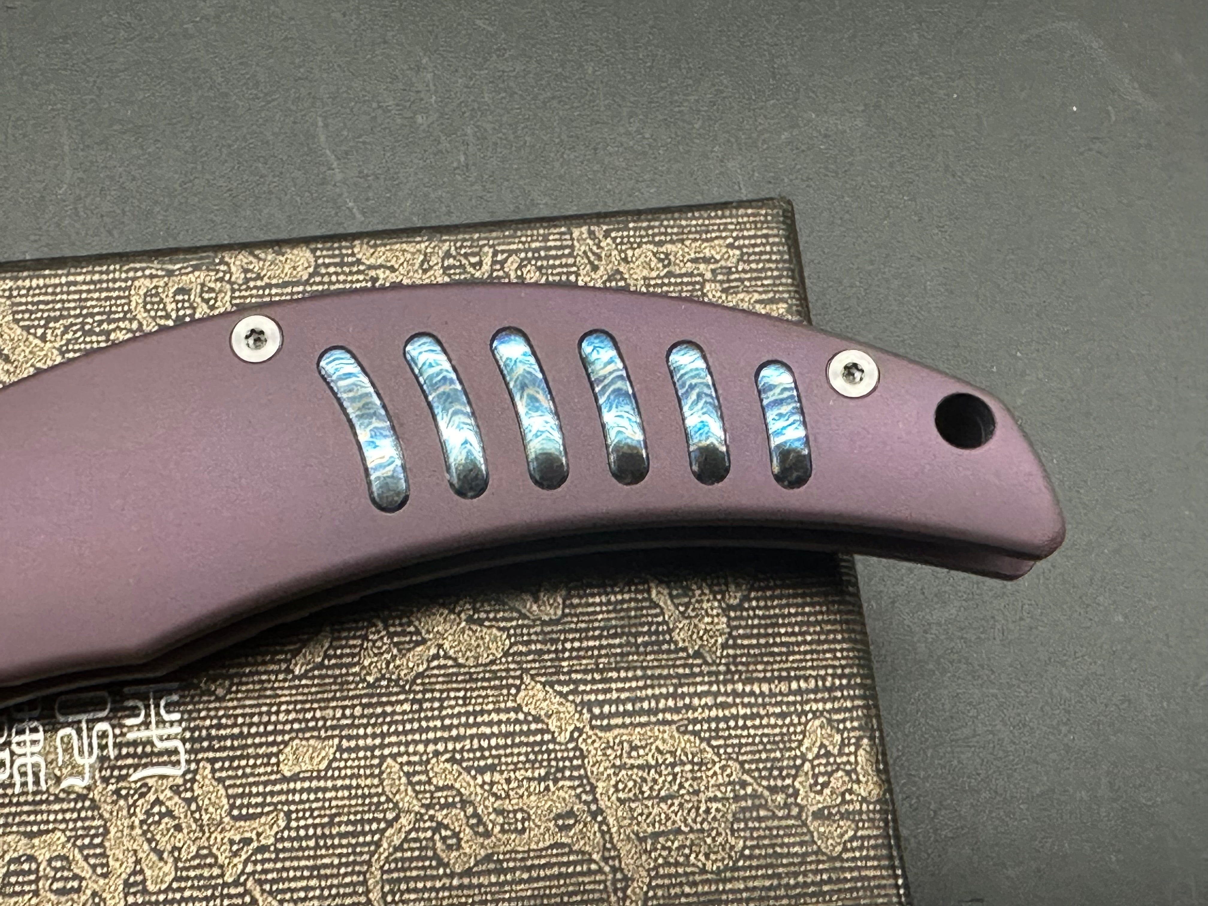 CH KNIVES SULTAN FOLDING KNIFE PURPLE TITANIUM HANDLE S35VN PLAIN EDGE