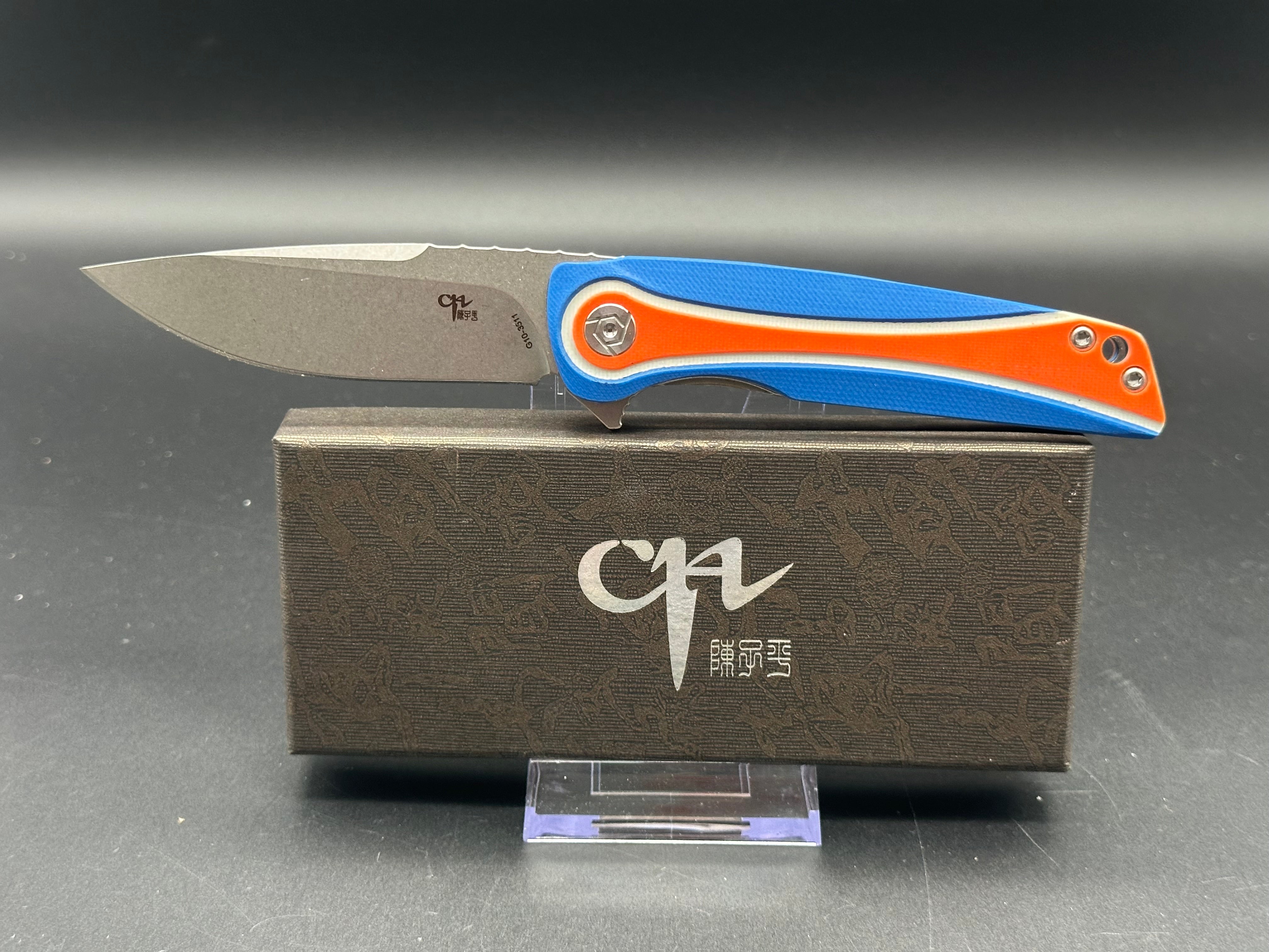 CH KNIVES CH3511-BL-OR G10 FOLDER KNIFE BLUE & ORANGE G10 HANDLE