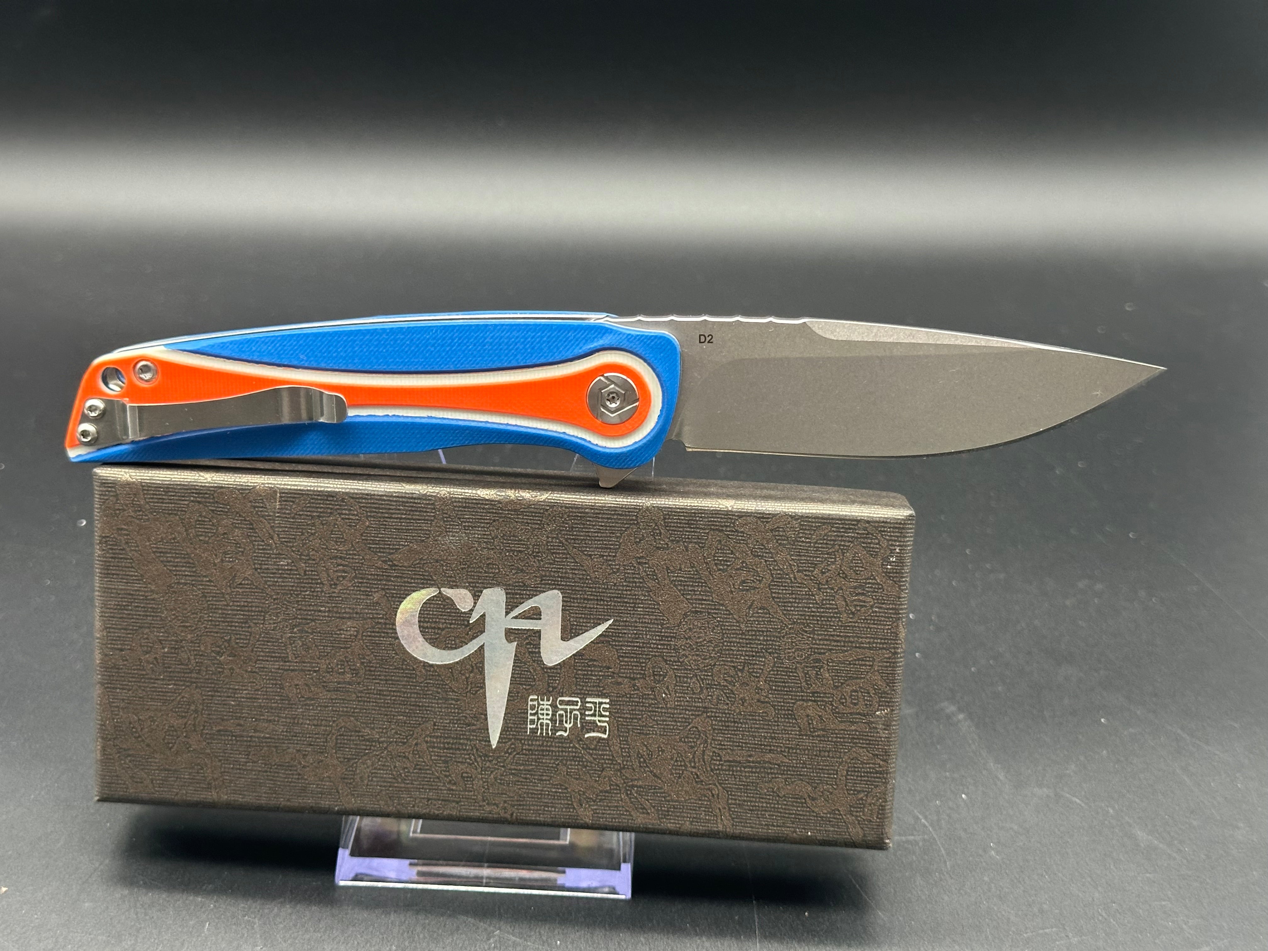 CH KNIVES CH3511-BL-OR G10 FOLDER KNIFE BLUE & ORANGE G10 HANDLE