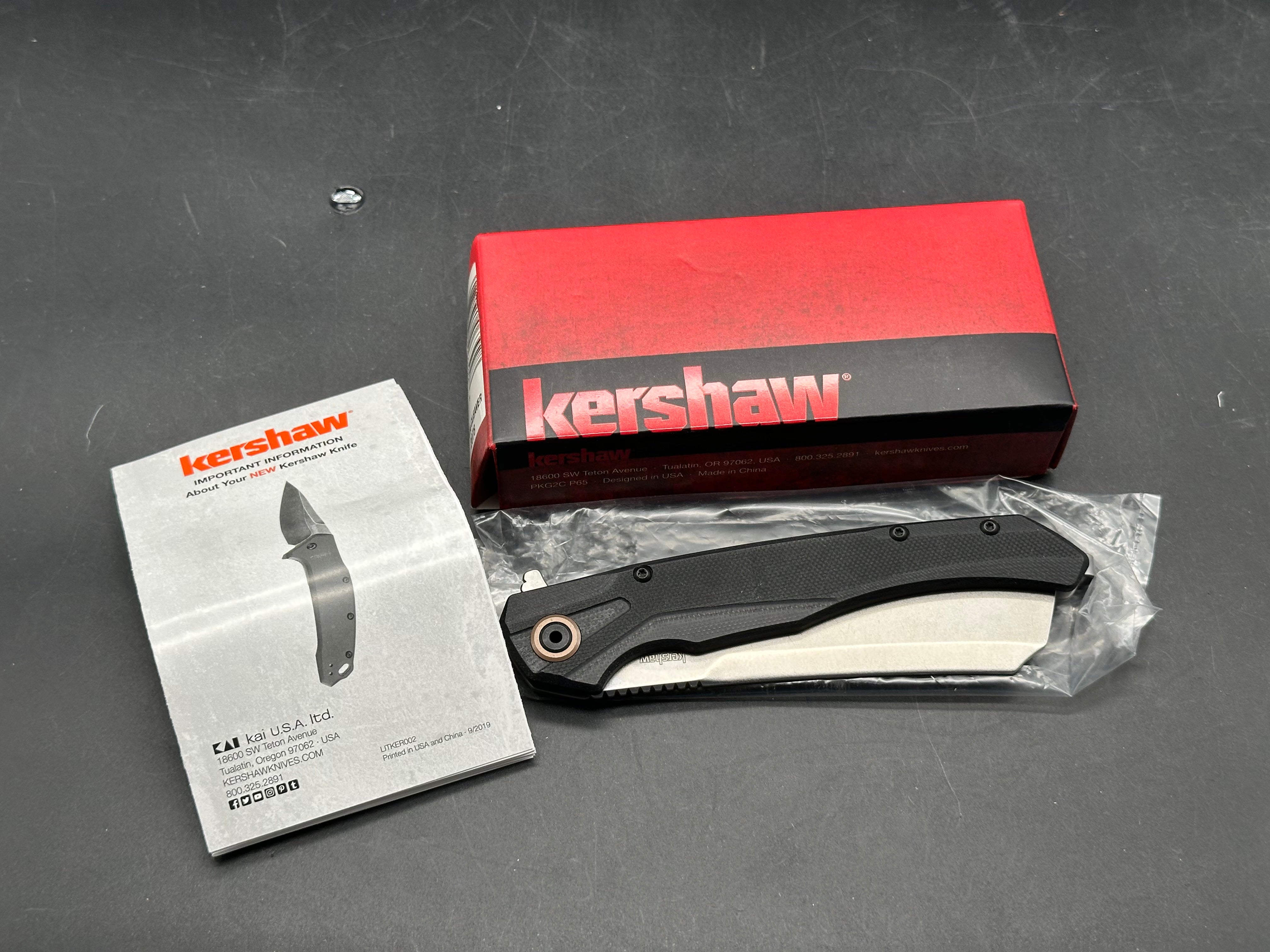 Kershaw Strata Cleaver Frame Lock Knife Black G-10 (4" Stonewash)