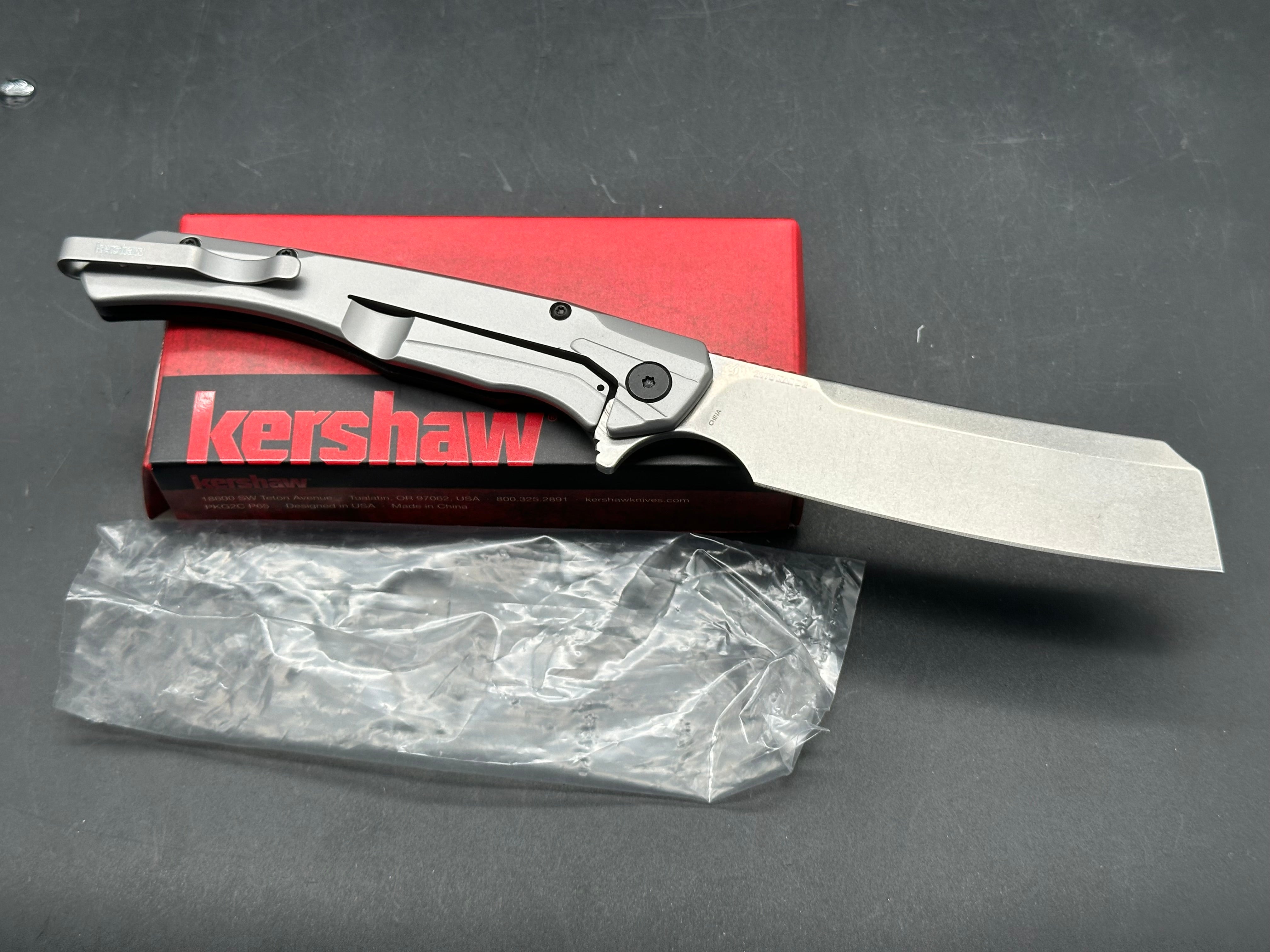 Kershaw Strata Cleaver Frame Lock Knife Black G-10 (4" Stonewash)