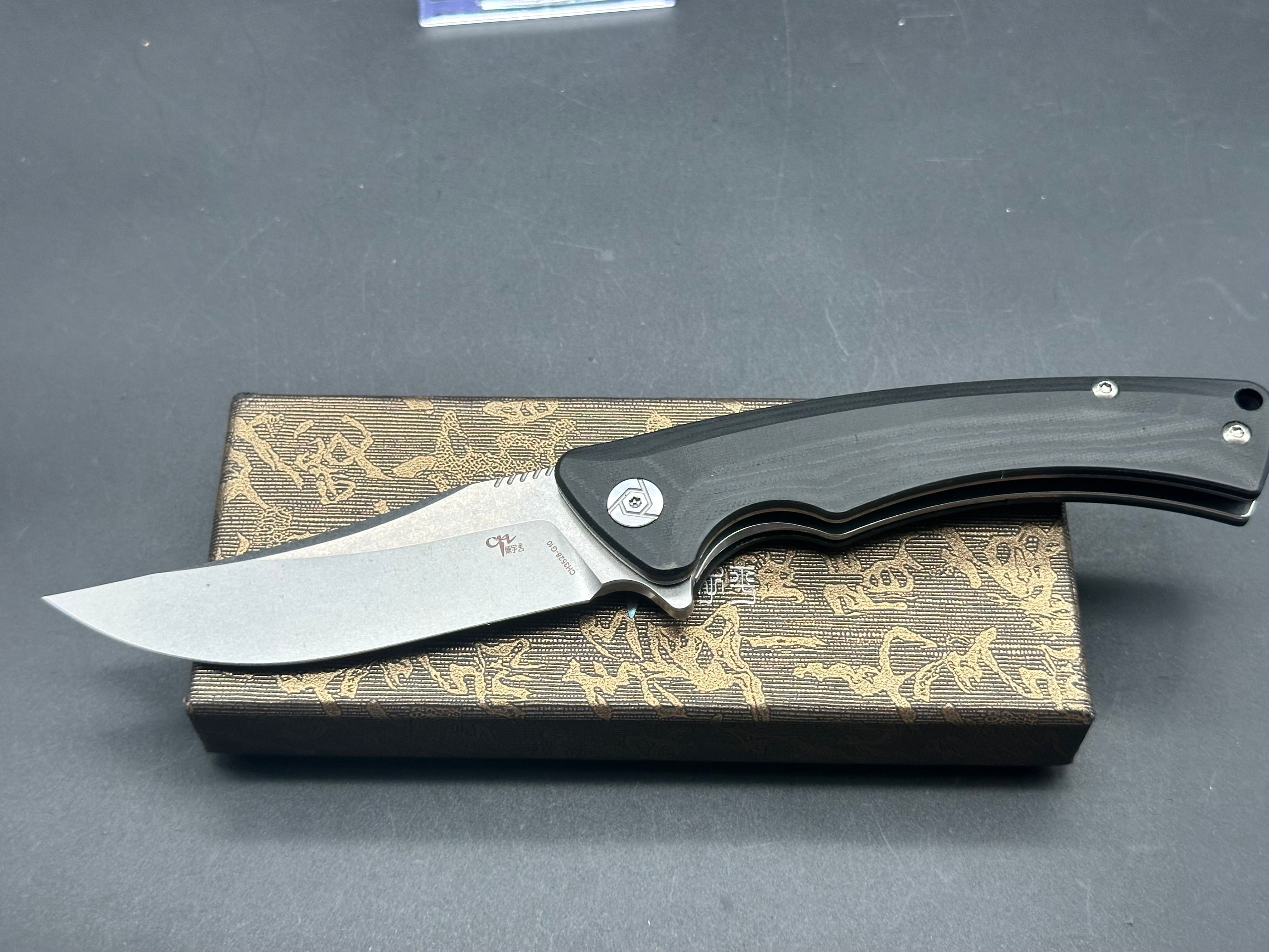 CH KNIVES FOLDING KNIFE BLACK MICARTA HANDLE D2